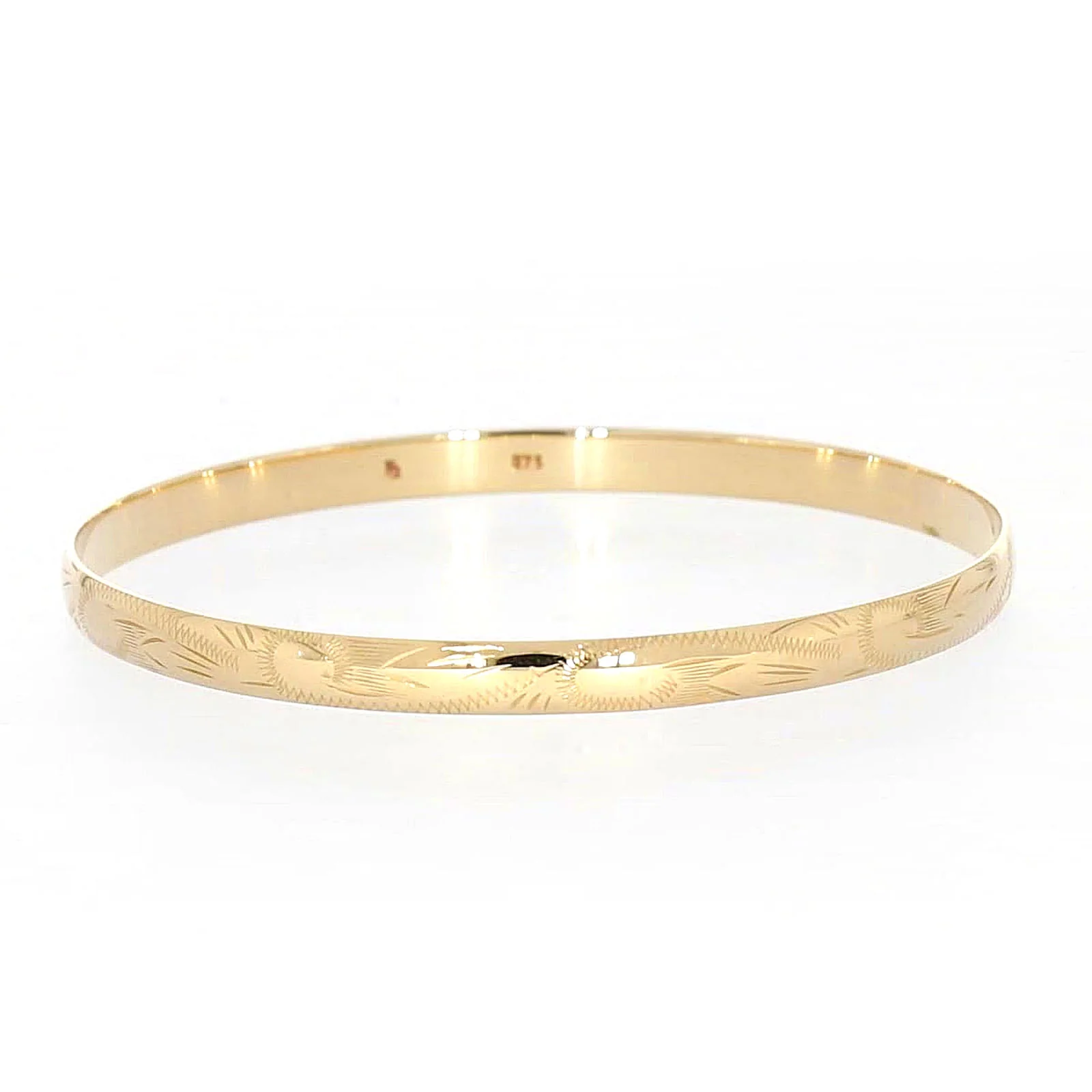 9ct Yellow Gold 65x5mm Solid Bangle - Image 2