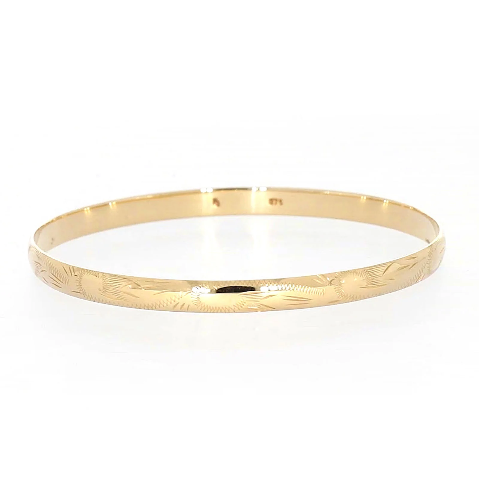 9ct Yellow Gold 65x5mm Solid Bangle - Image 5