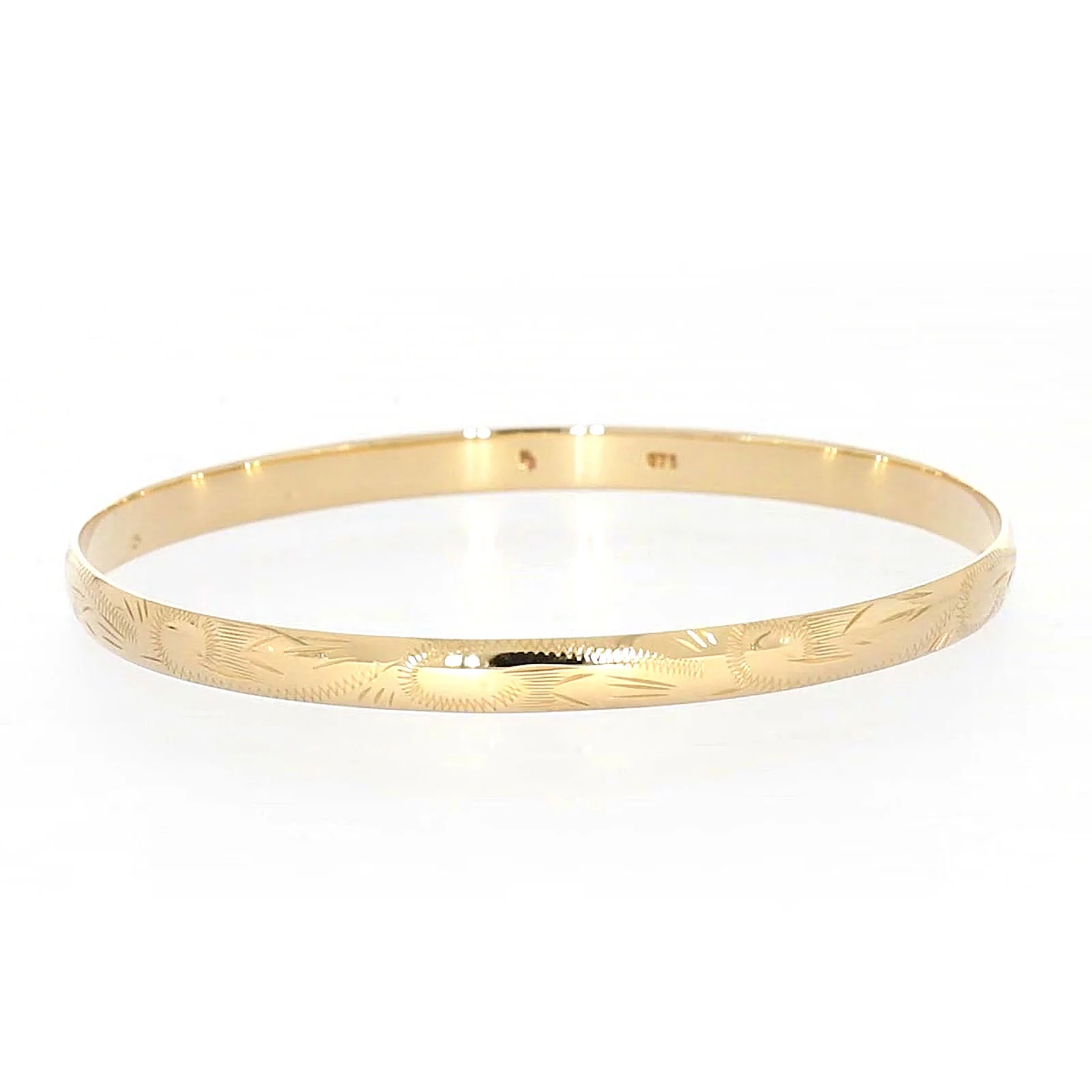 9ct Yellow Gold 65x5mm Solid Bangle - Image 6