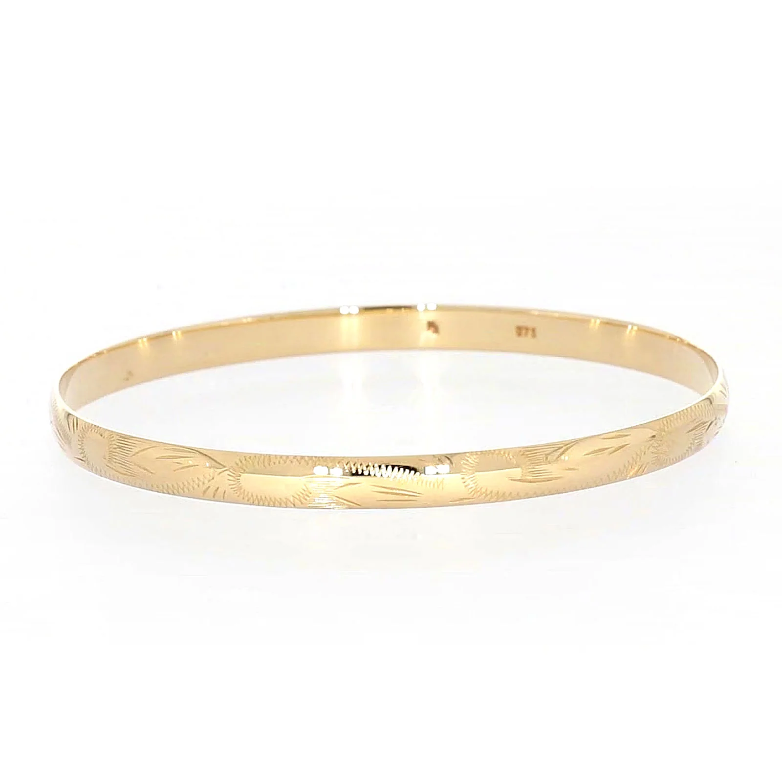9ct Yellow Gold 65x5mm Solid Bangle - Image 8