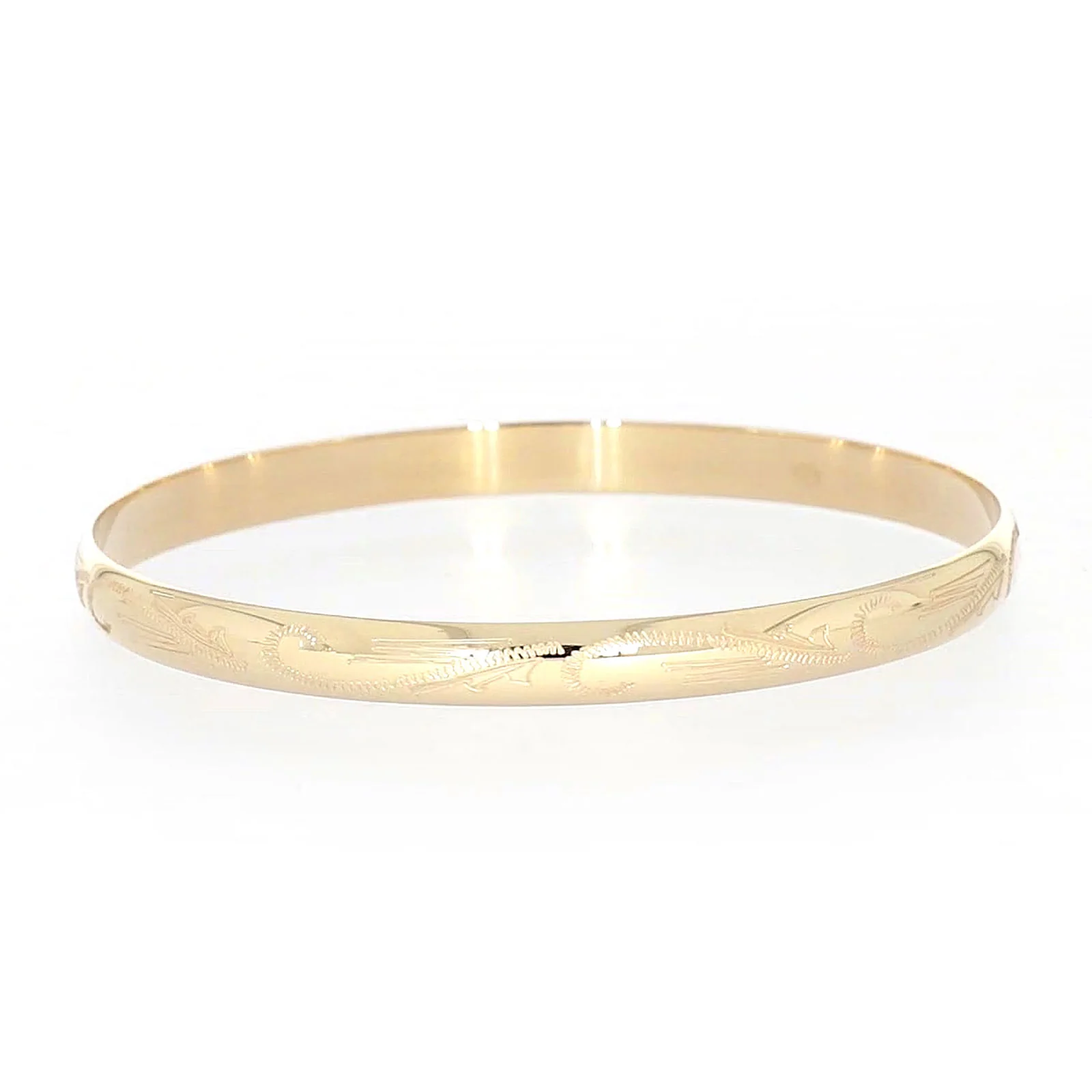 9ct Yellow Gold 65x5mm Solid Engraved Bangle - Image 10