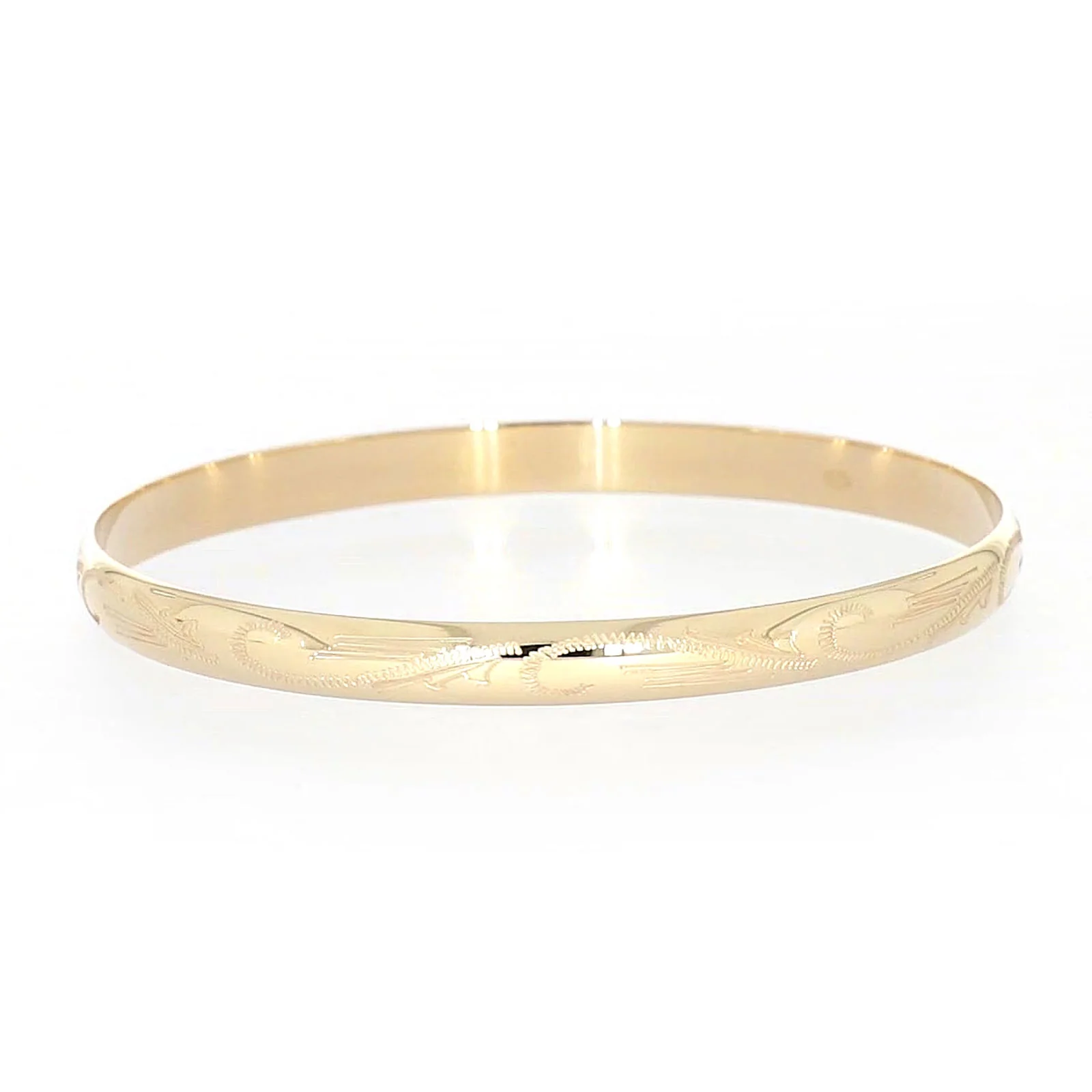 9ct Yellow Gold 65x5mm Solid Engraved Bangle - Image 11