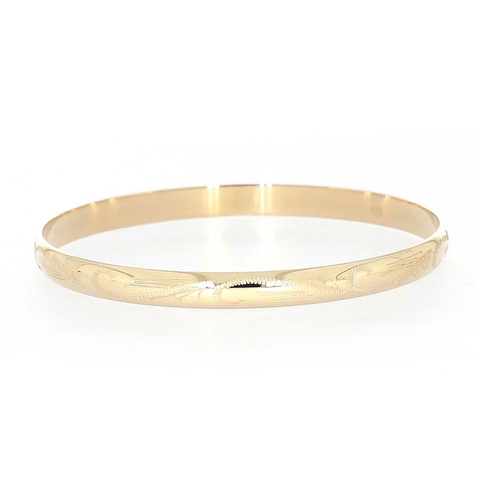 9ct Yellow Gold 65x5mm Solid Engraved Bangle - Image 12