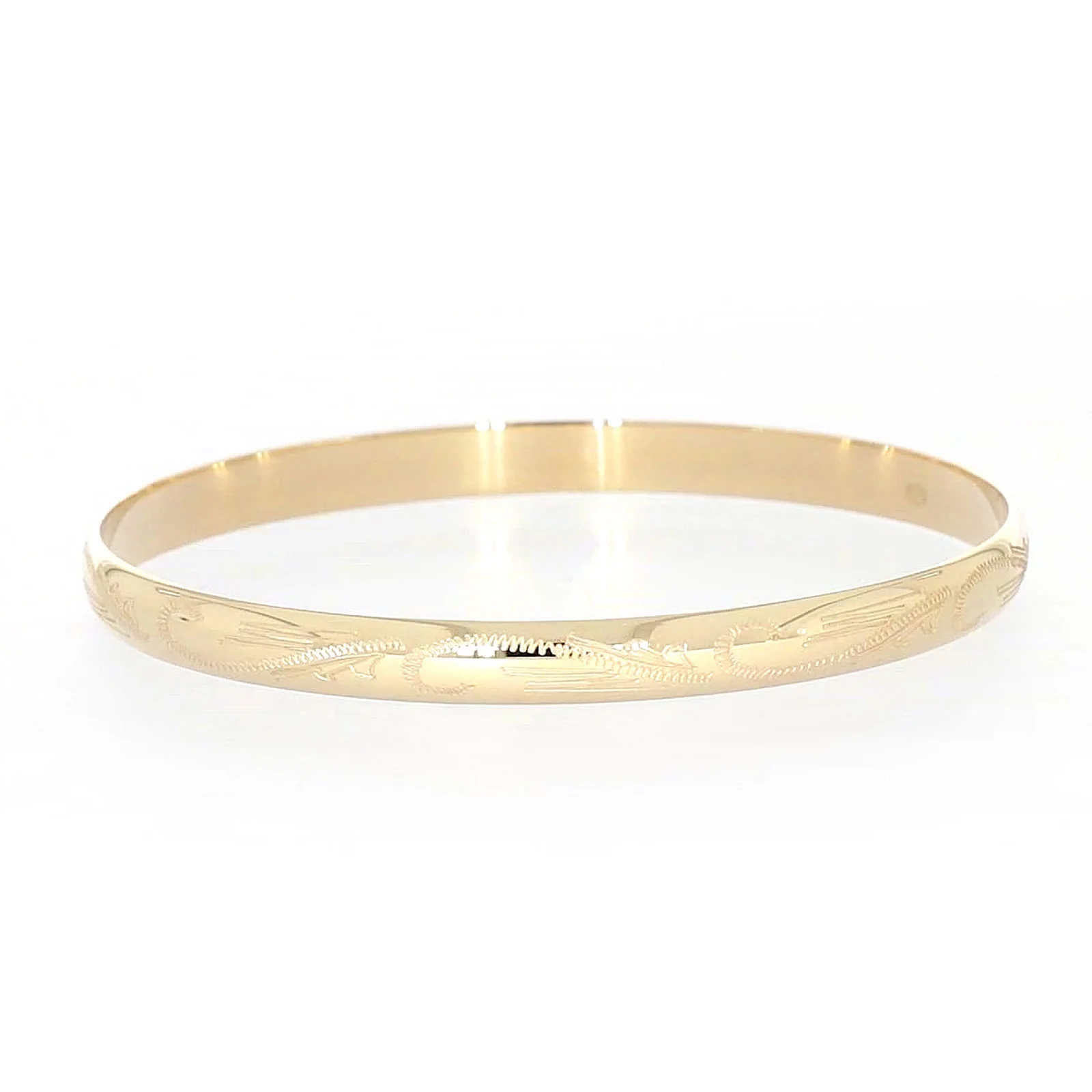 9ct Yellow Gold 65x5mm Solid Engraved Bangle - Image 14