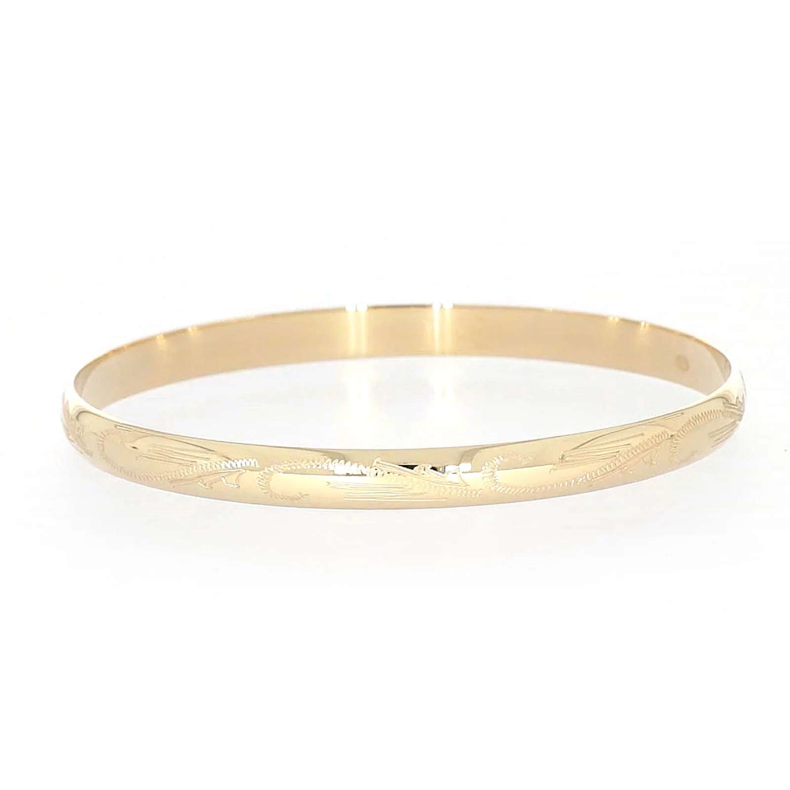 9ct Yellow Gold 65x5mm Solid Engraved Bangle - Image 15