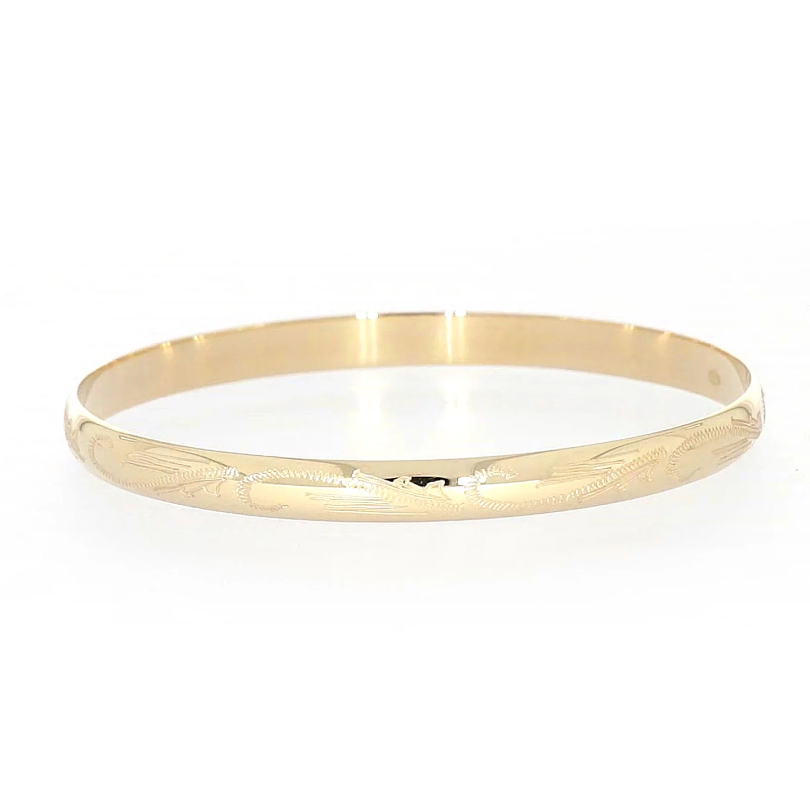 9ct Yellow Gold 65x5mm Solid Engraved Bangle - Image 16