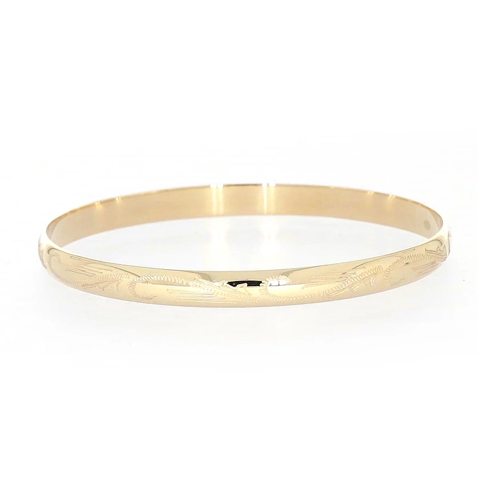 9ct Yellow Gold 65x5mm Solid Engraved Bangle - Image 17