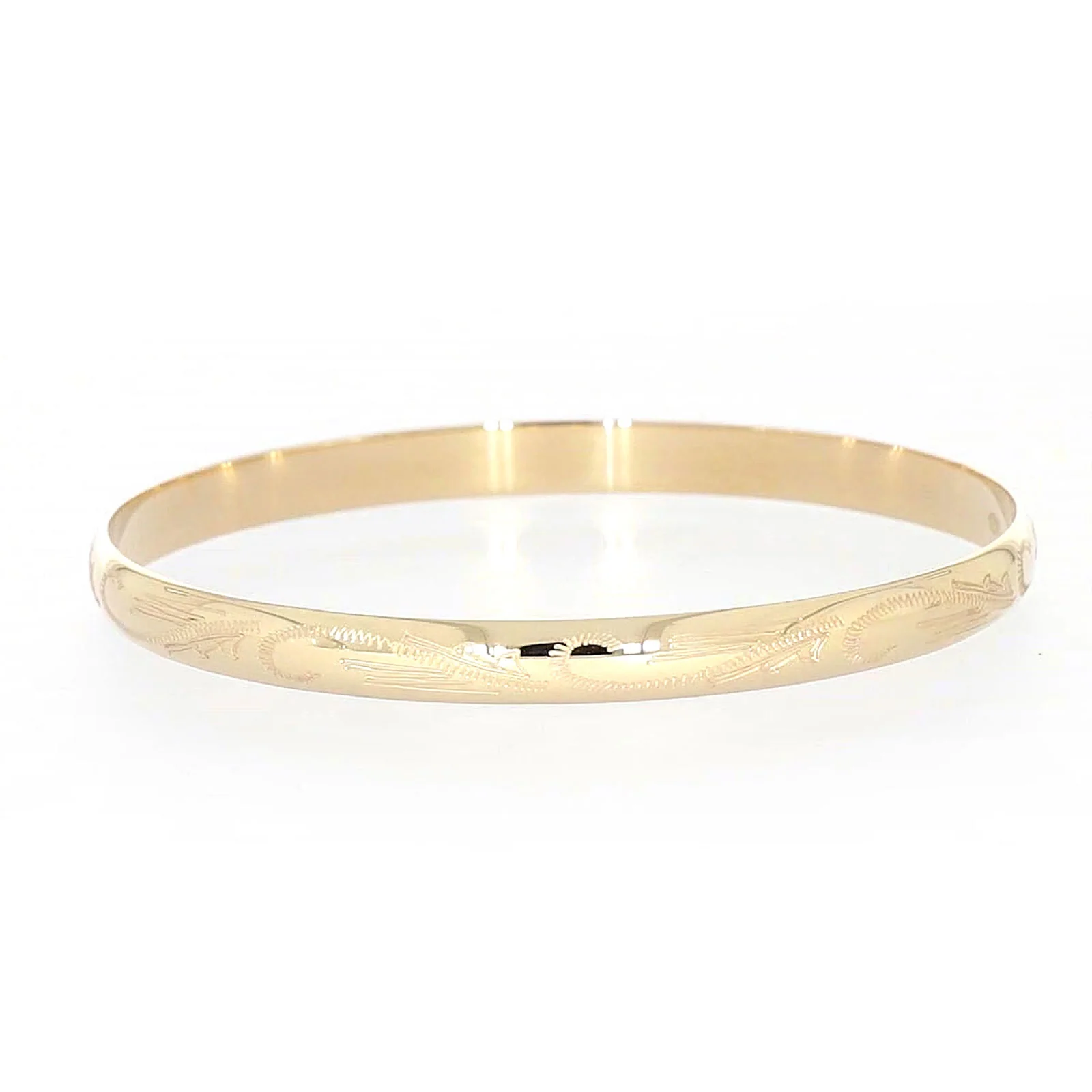 9ct Yellow Gold 65x5mm Solid Engraved Bangle - Image 18