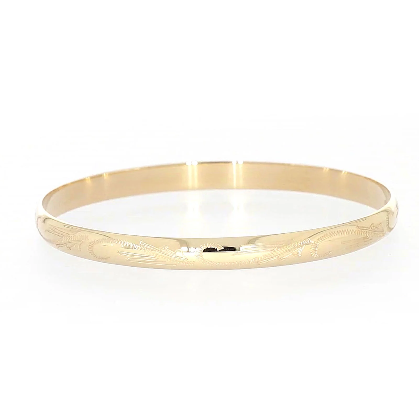 9ct Yellow Gold 65x5mm Solid Engraved Bangle - Image 19