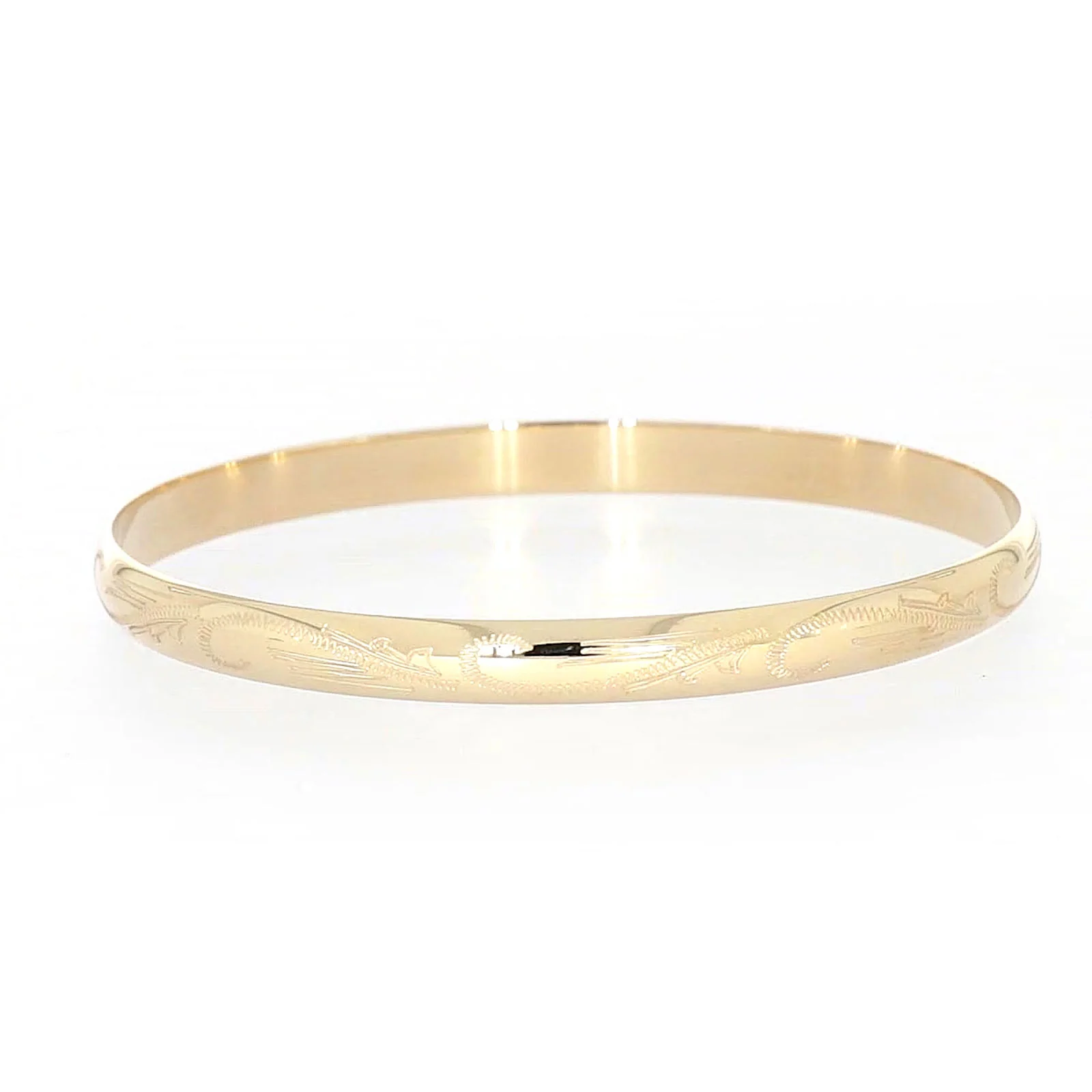 9ct Yellow Gold 65x5mm Solid Engraved Bangle - Image 20