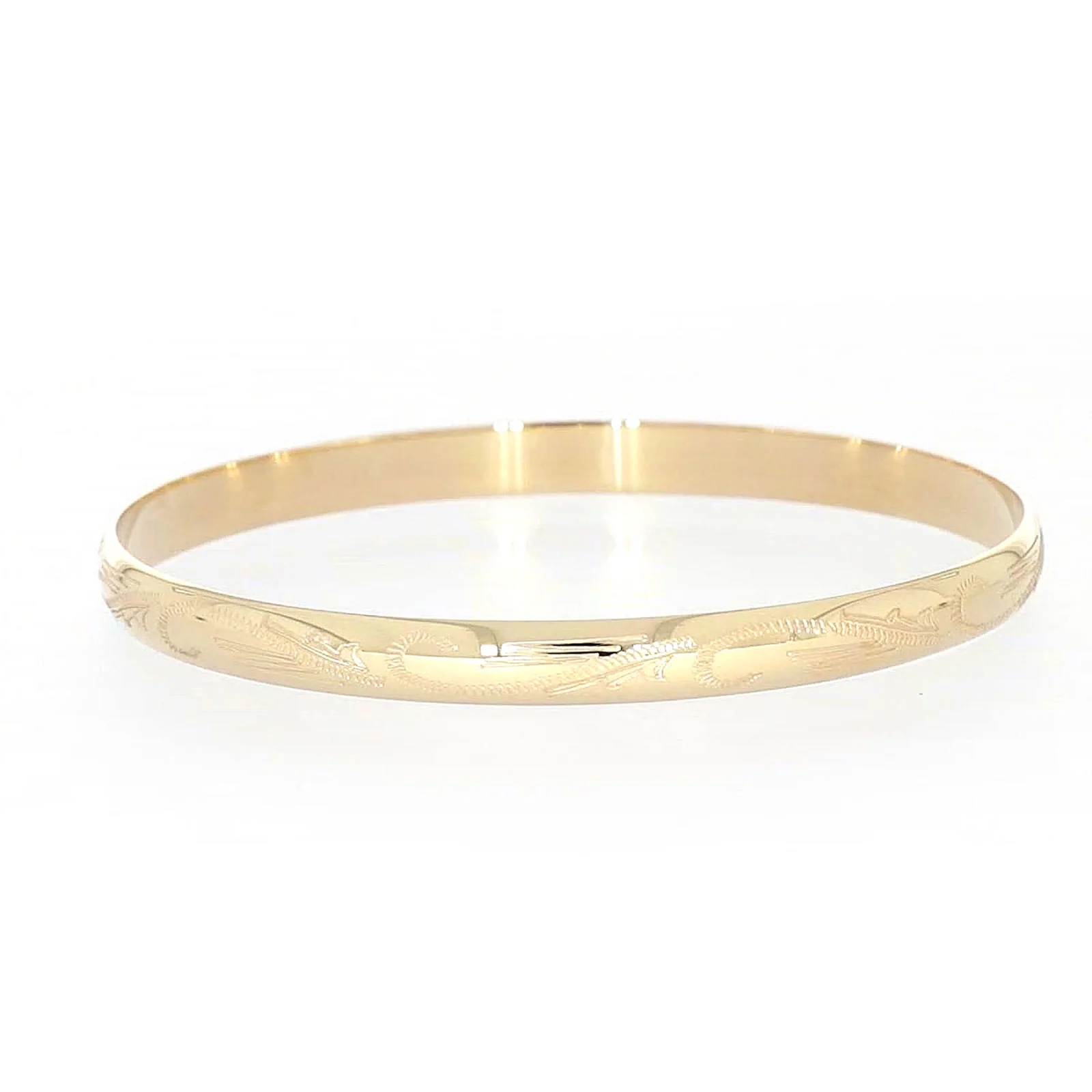 9ct Yellow Gold 65x5mm Solid Engraved Bangle - Image 22