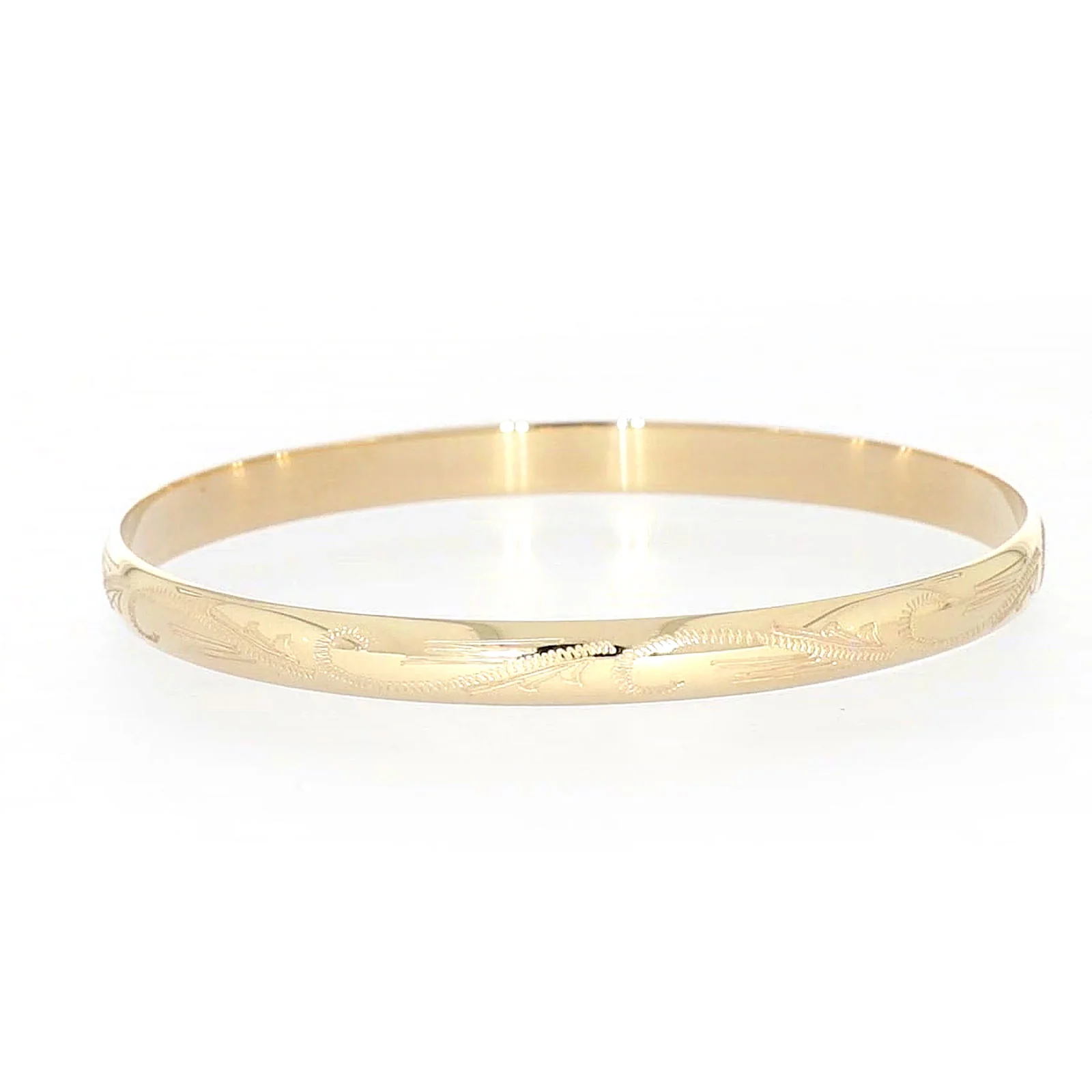 9ct Yellow Gold 65x5mm Solid Engraved Bangle - Image 24