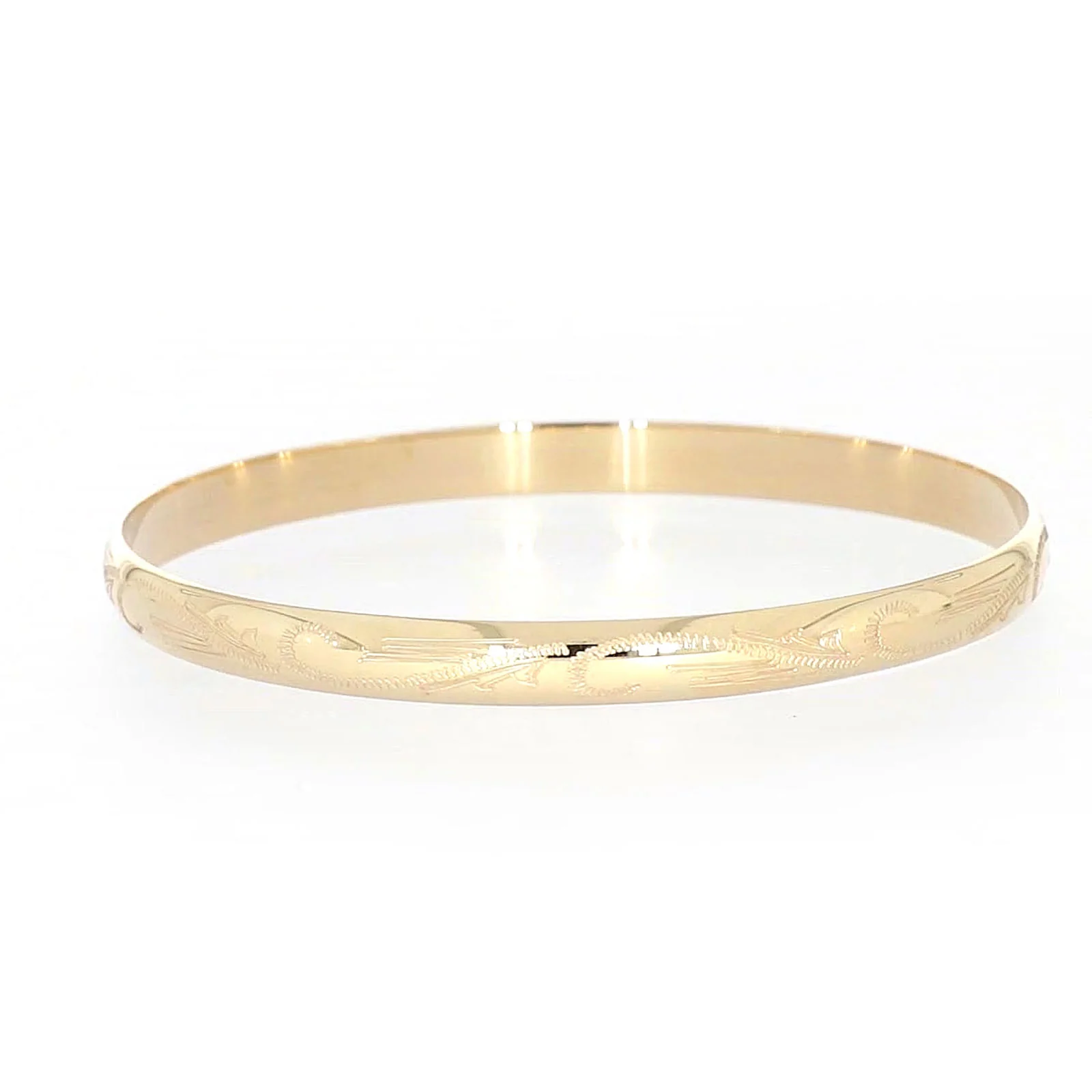 9ct Yellow Gold 65x5mm Solid Engraved Bangle - Image 25