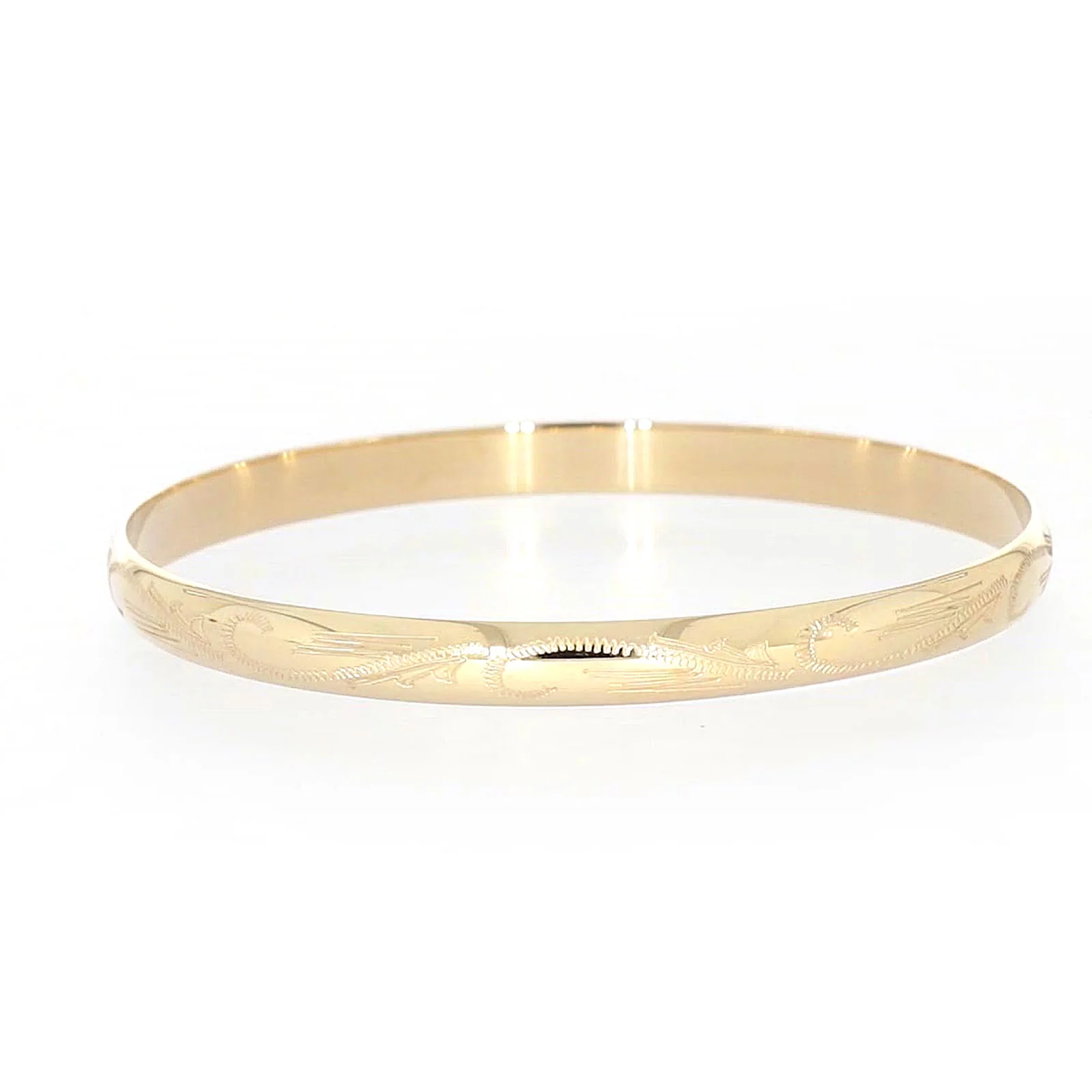 9ct Yellow Gold 65x5mm Solid Engraved Bangle - Image 27