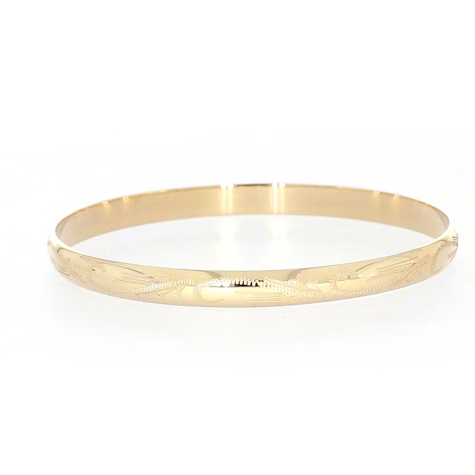 9ct Yellow Gold 65x5mm Solid Engraved Bangle - Image 28
