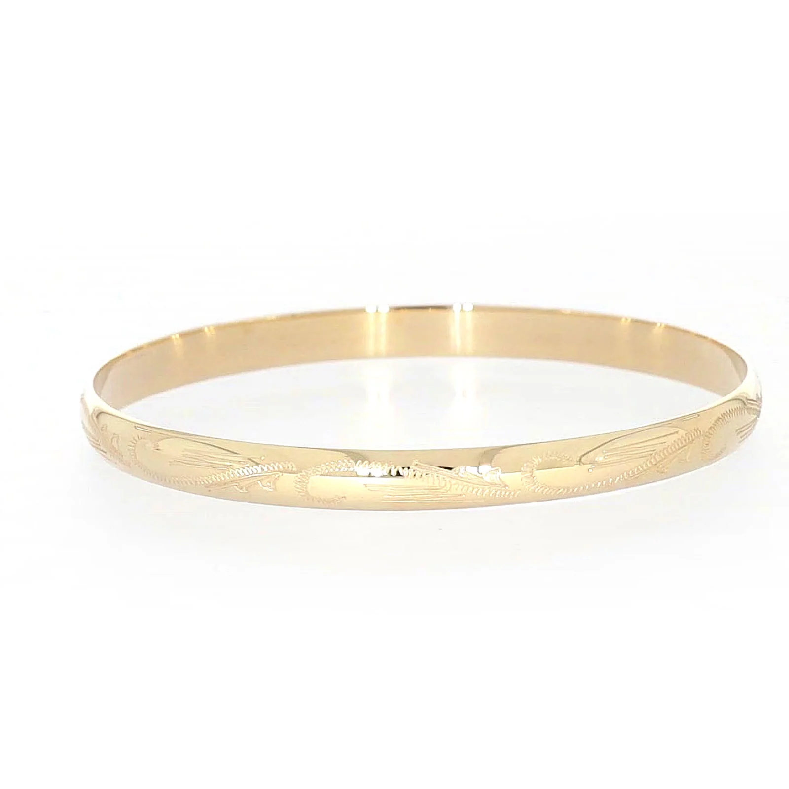 9ct Yellow Gold 65x5mm Solid Engraved Bangle - Image 29