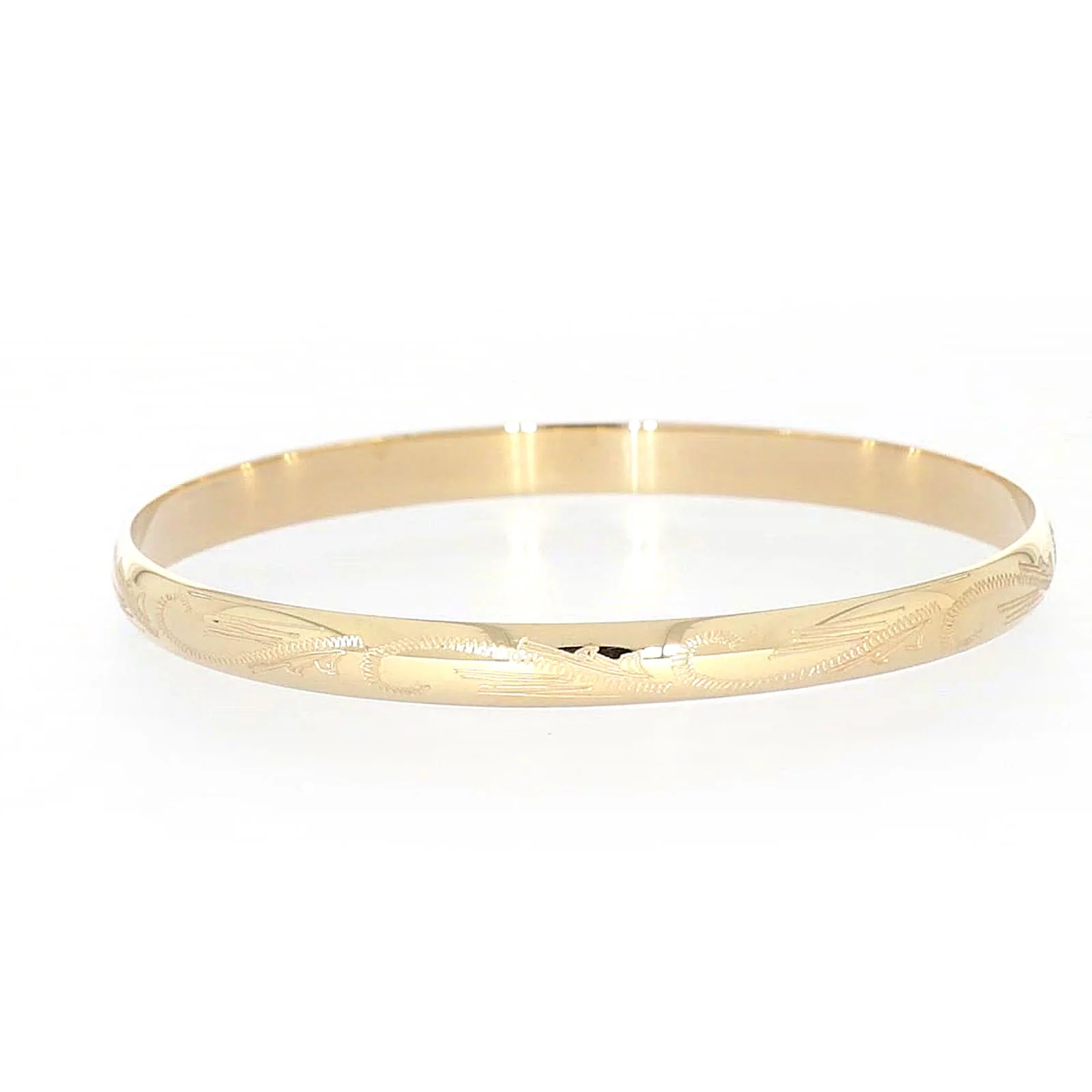 9ct Yellow Gold 65x5mm Solid Engraved Bangle - Image 30