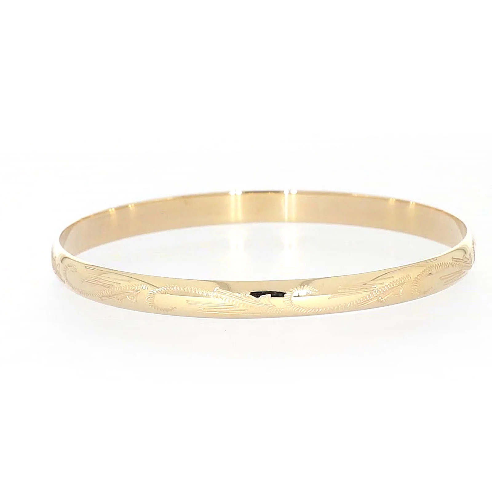 9ct Yellow Gold 65x5mm Solid Engraved Bangle - Image 31