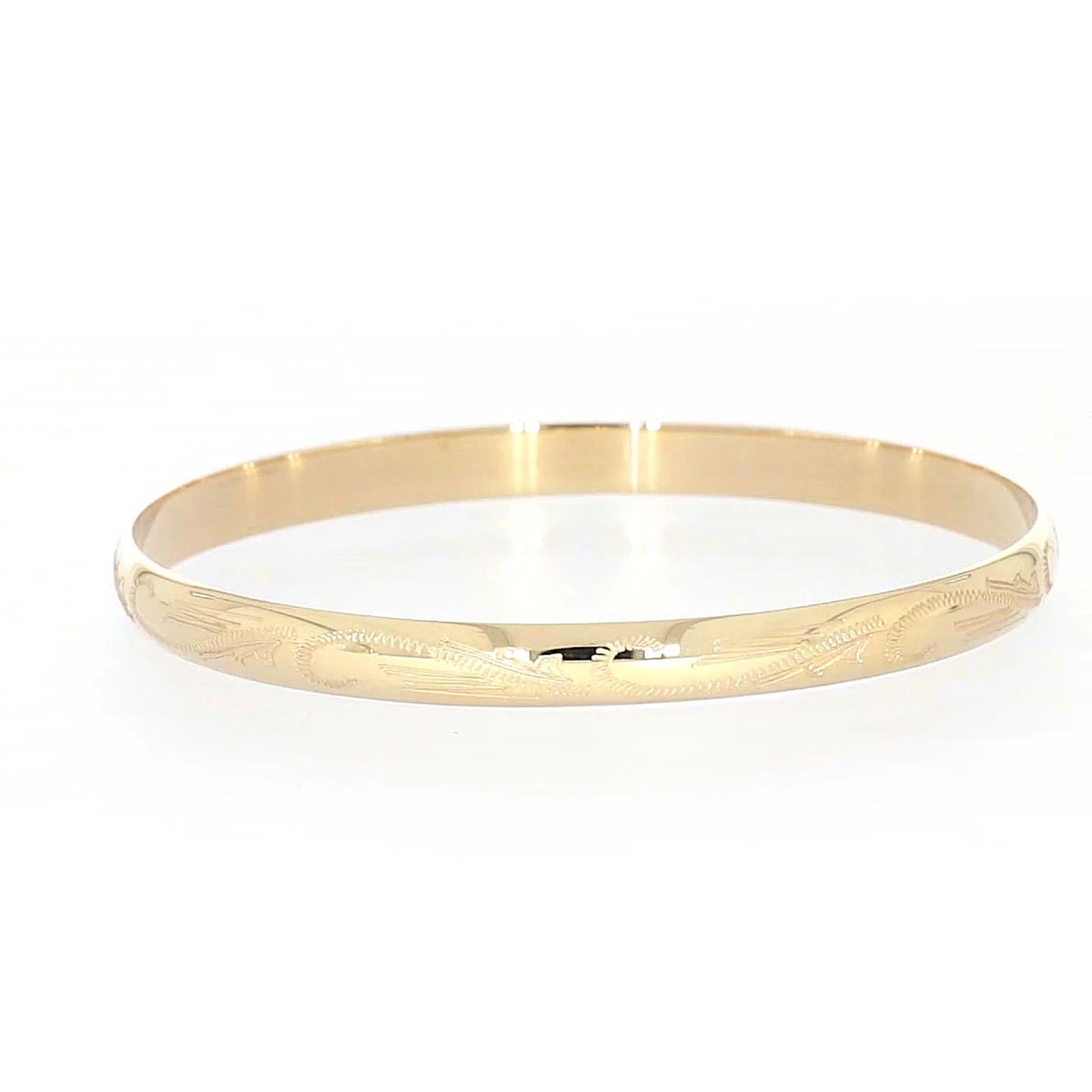 9ct Yellow Gold 65x5mm Solid Engraved Bangle - Image 32