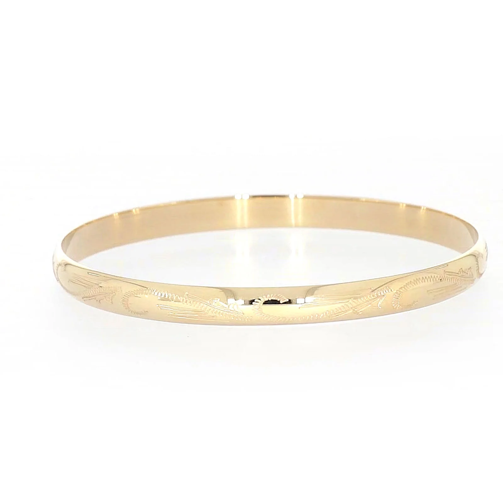 9ct Yellow Gold 65x5mm Solid Engraved Bangle - Image 33