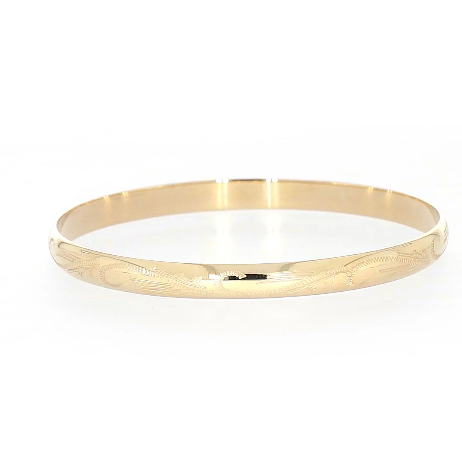 9ct Yellow Gold 65x5mm Solid Engraved Bangle - Image 34
