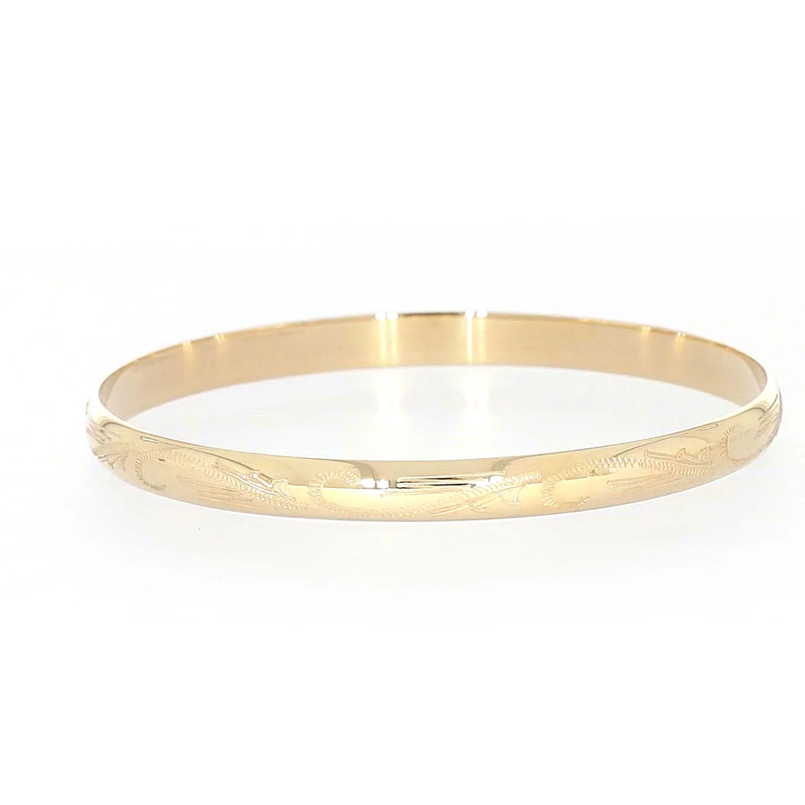 9ct Yellow Gold 65x5mm Solid Engraved Bangle - Image 36