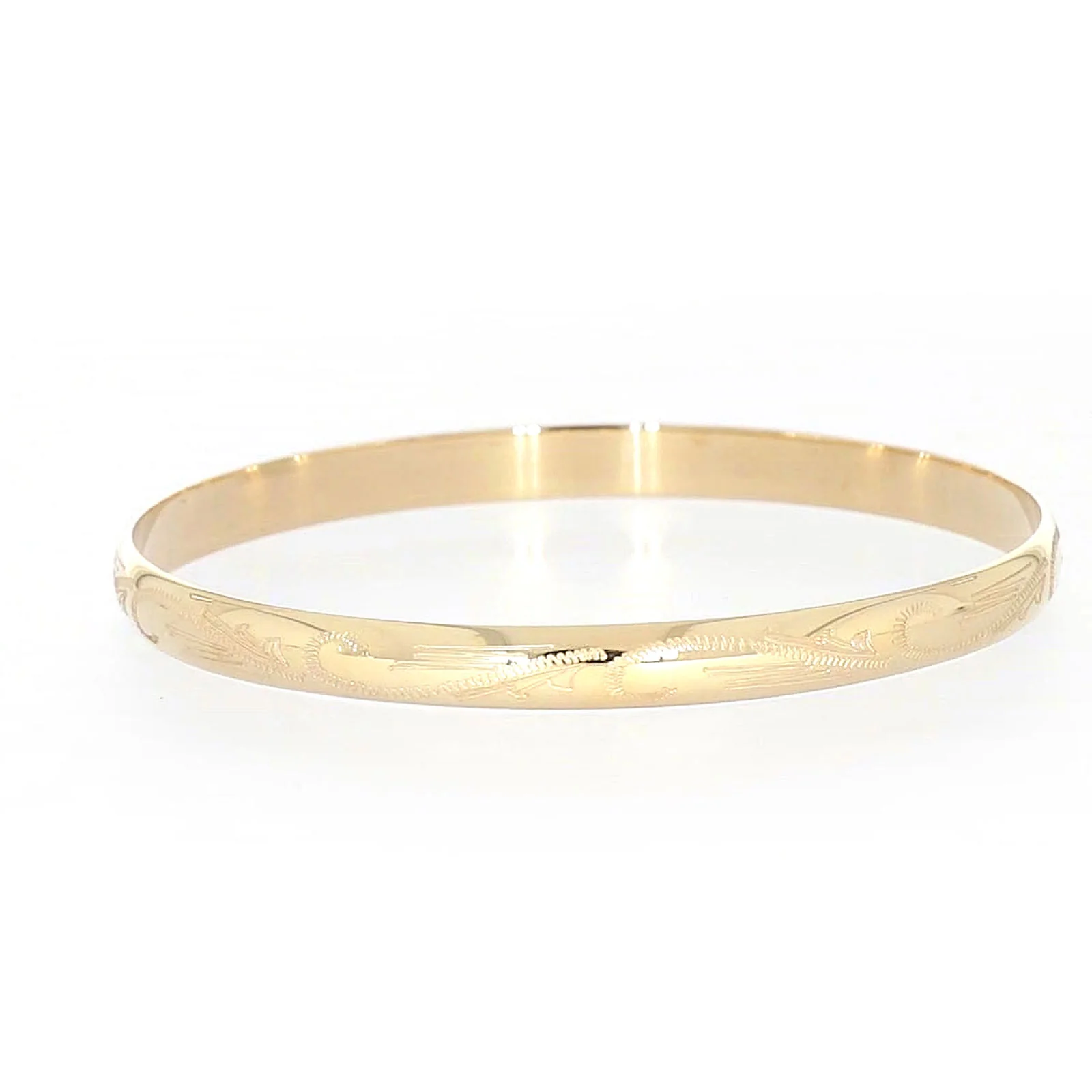 9ct Yellow Gold 65x5mm Solid Engraved Bangle - Image 39