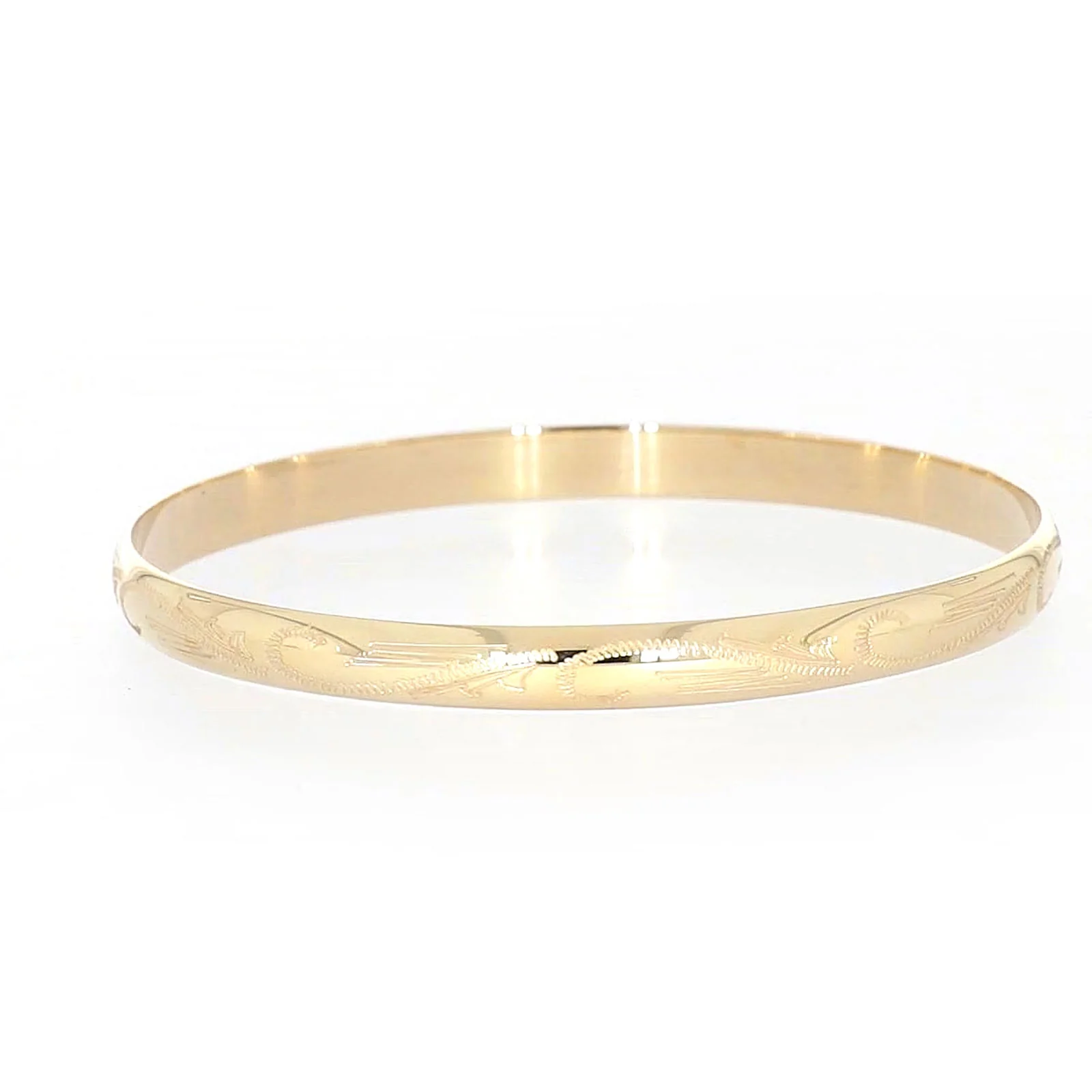 9ct Yellow Gold 65x5mm Solid Engraved Bangle - Image 40