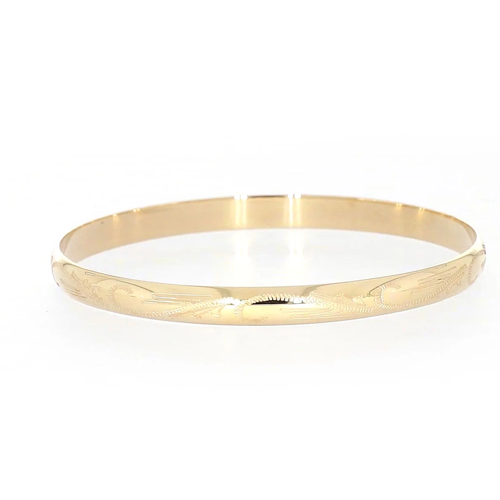 9ct Yellow Gold 65x5mm Solid Engraved Bangle - Image 41