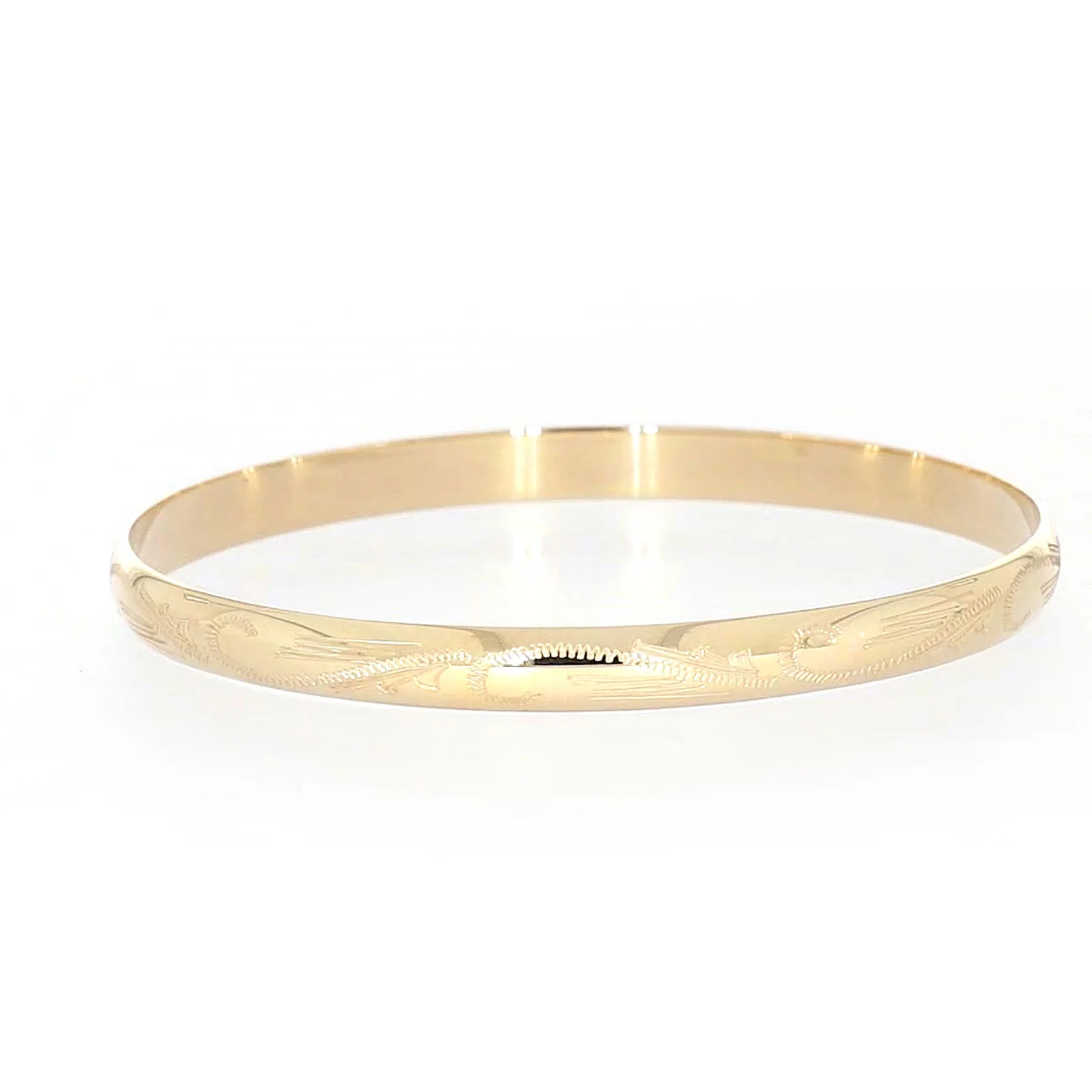 9ct Yellow Gold 65x5mm Solid Engraved Bangle - Image 42