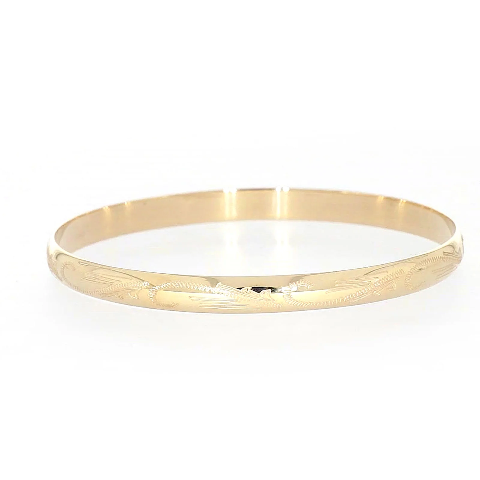 9ct Yellow Gold 65x5mm Solid Engraved Bangle - Image 45