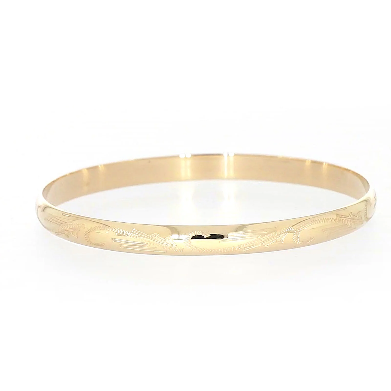 9ct Yellow Gold 65x5mm Solid Engraved Bangle - Image 48