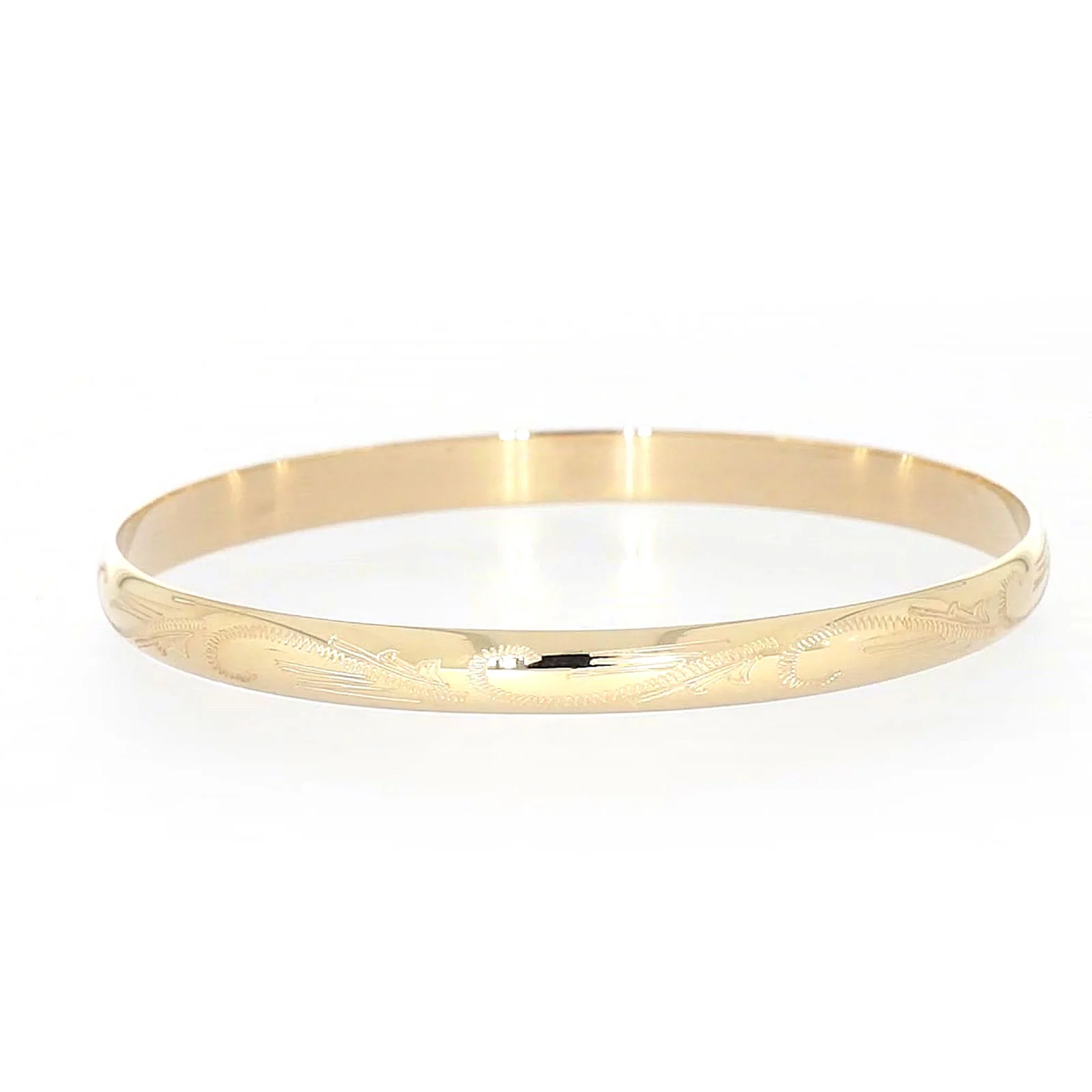 9ct Yellow Gold 65x5mm Solid Engraved Bangle - Image 49