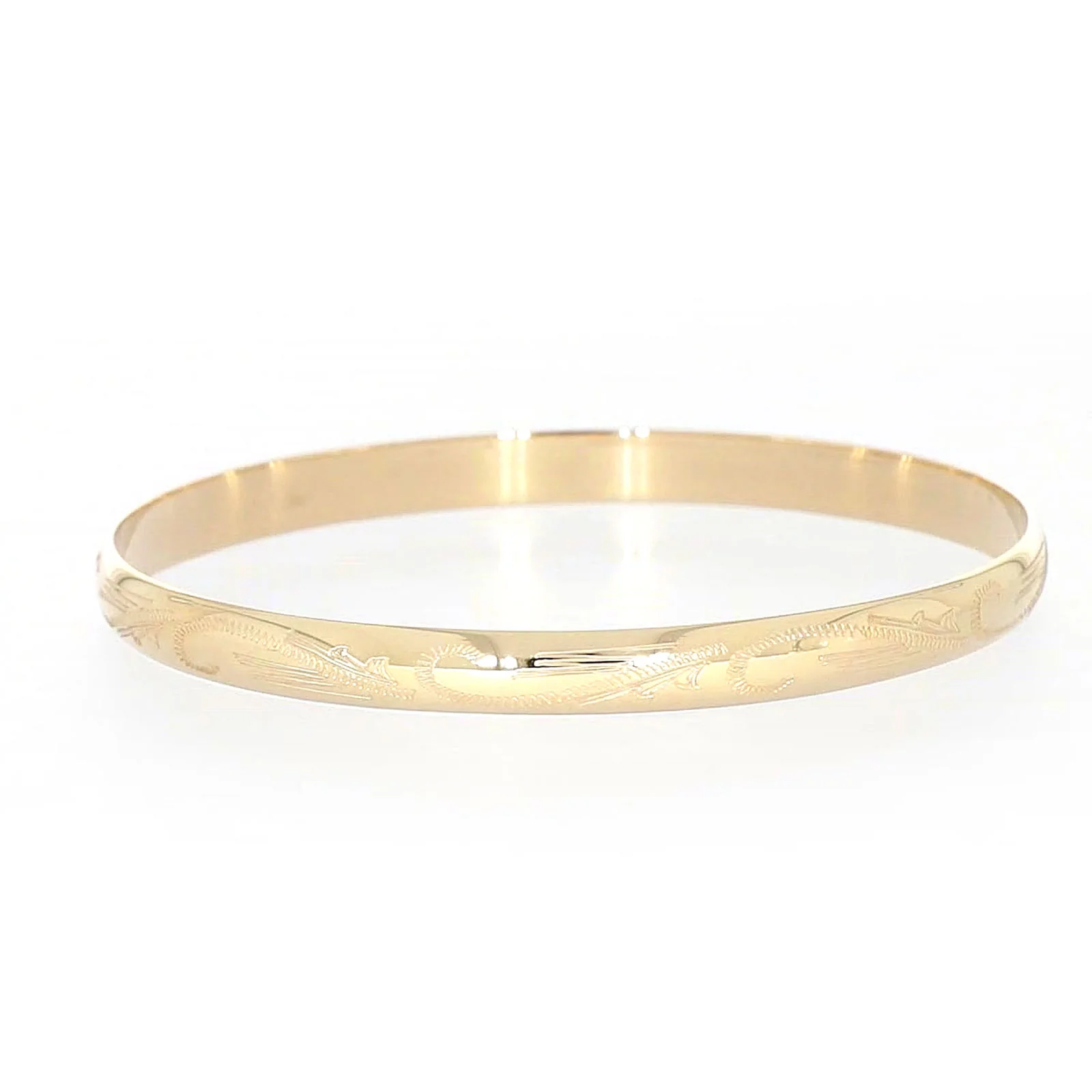 9ct Yellow Gold 65x5mm Solid Engraved Bangle - Image 50