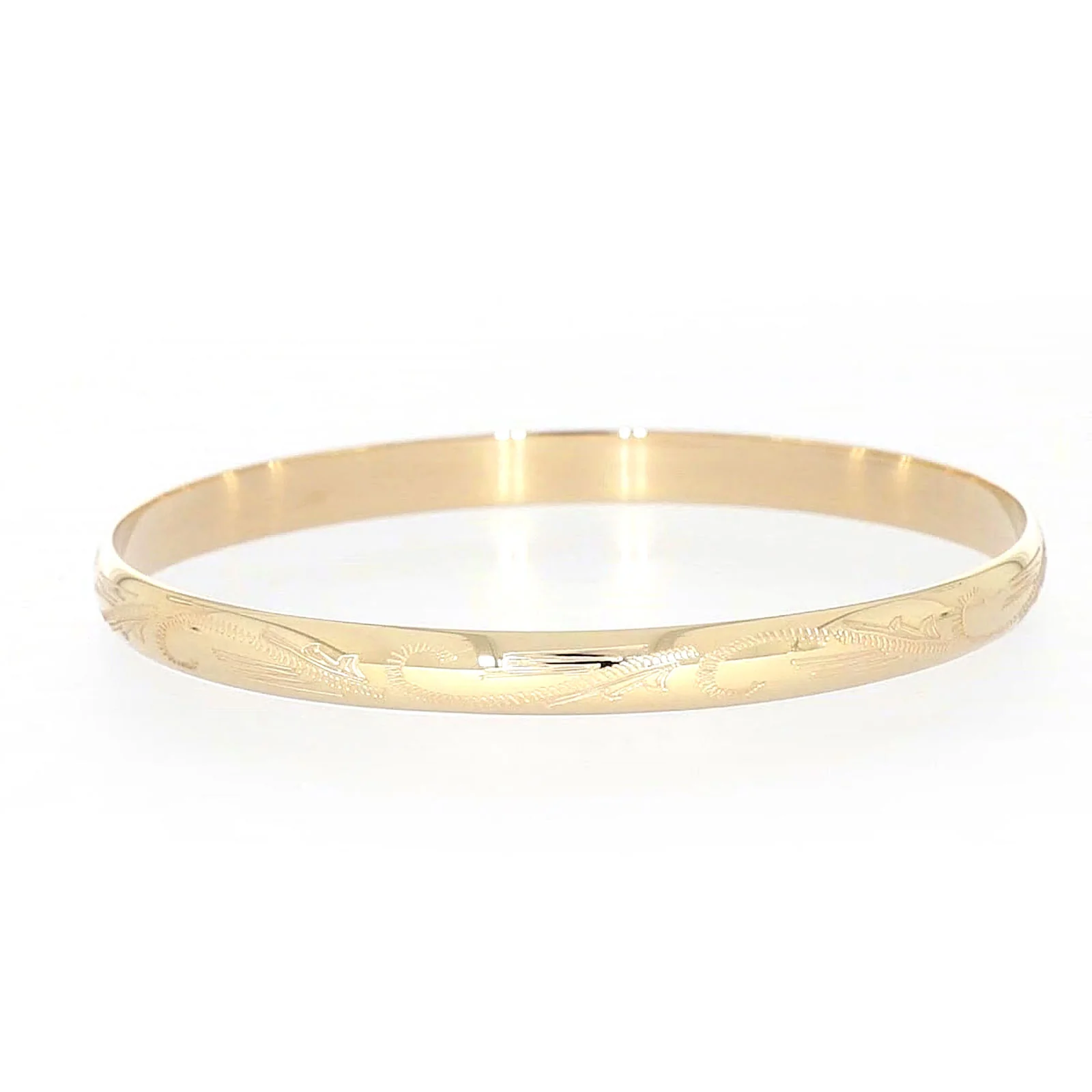 9ct Yellow Gold 65x5mm Solid Engraved Bangle - Image 51