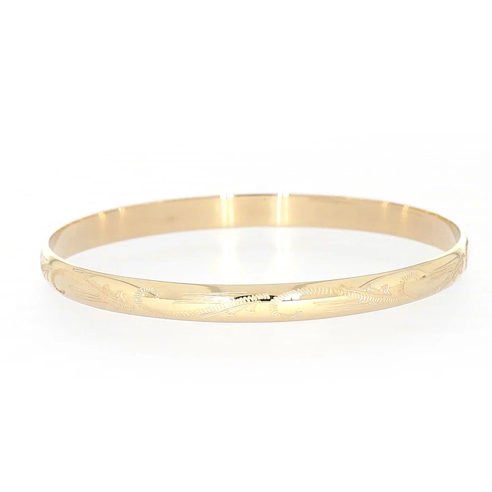 9ct Yellow Gold 65x5mm Solid Engraved Bangle - Image 53