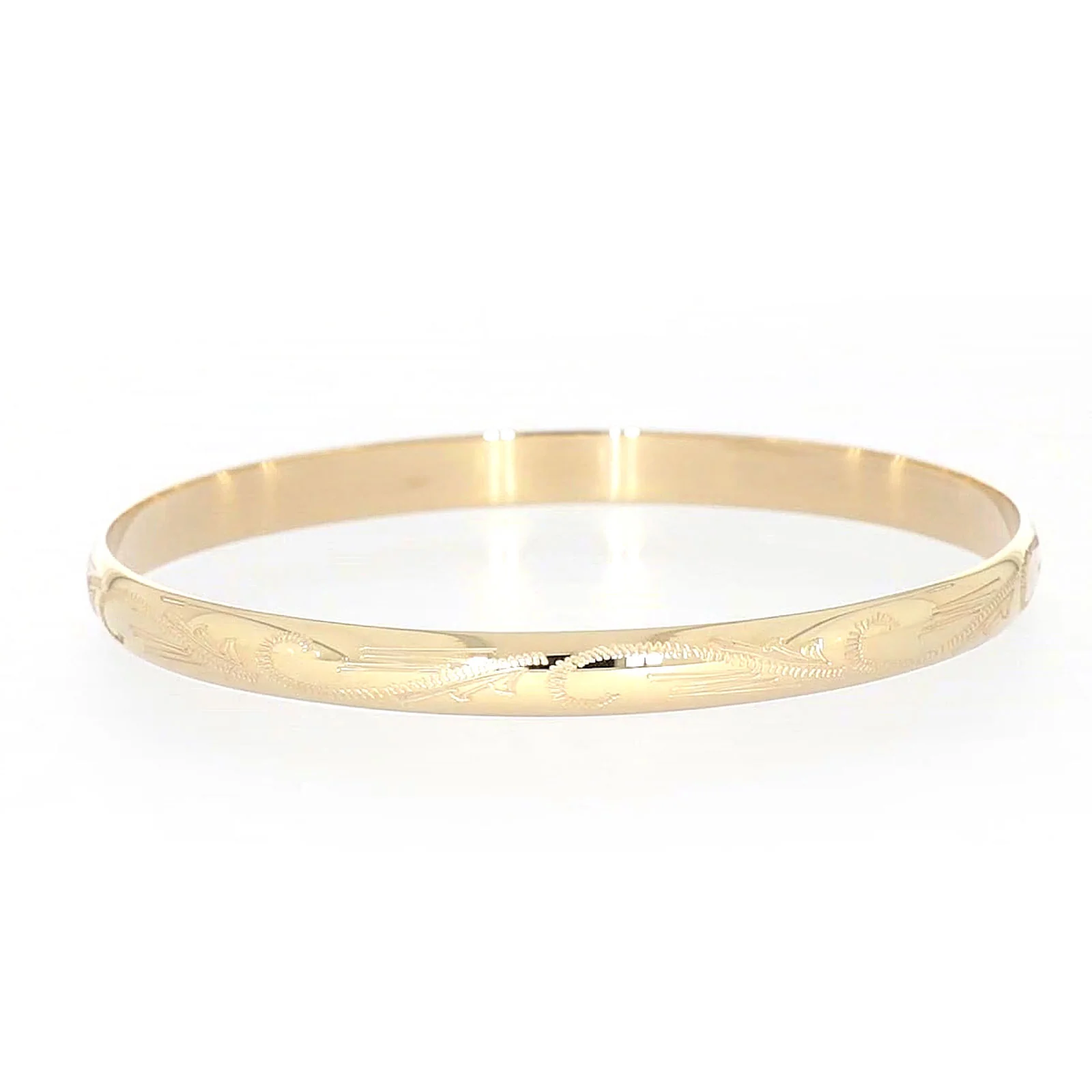9ct Yellow Gold 65x5mm Solid Engraved Bangle - Image 54