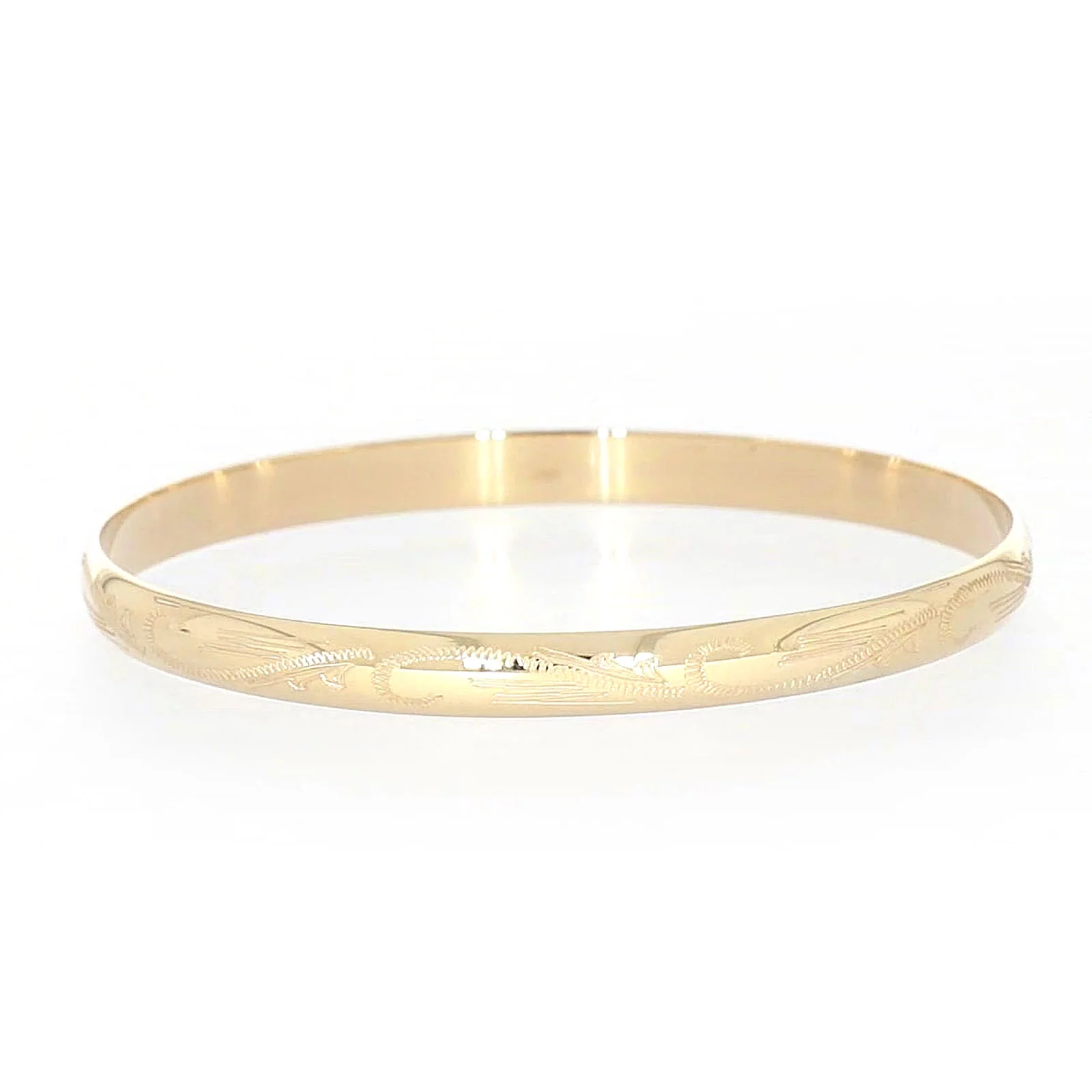 9ct Yellow Gold 65x5mm Solid Engraved Bangle - Image 58