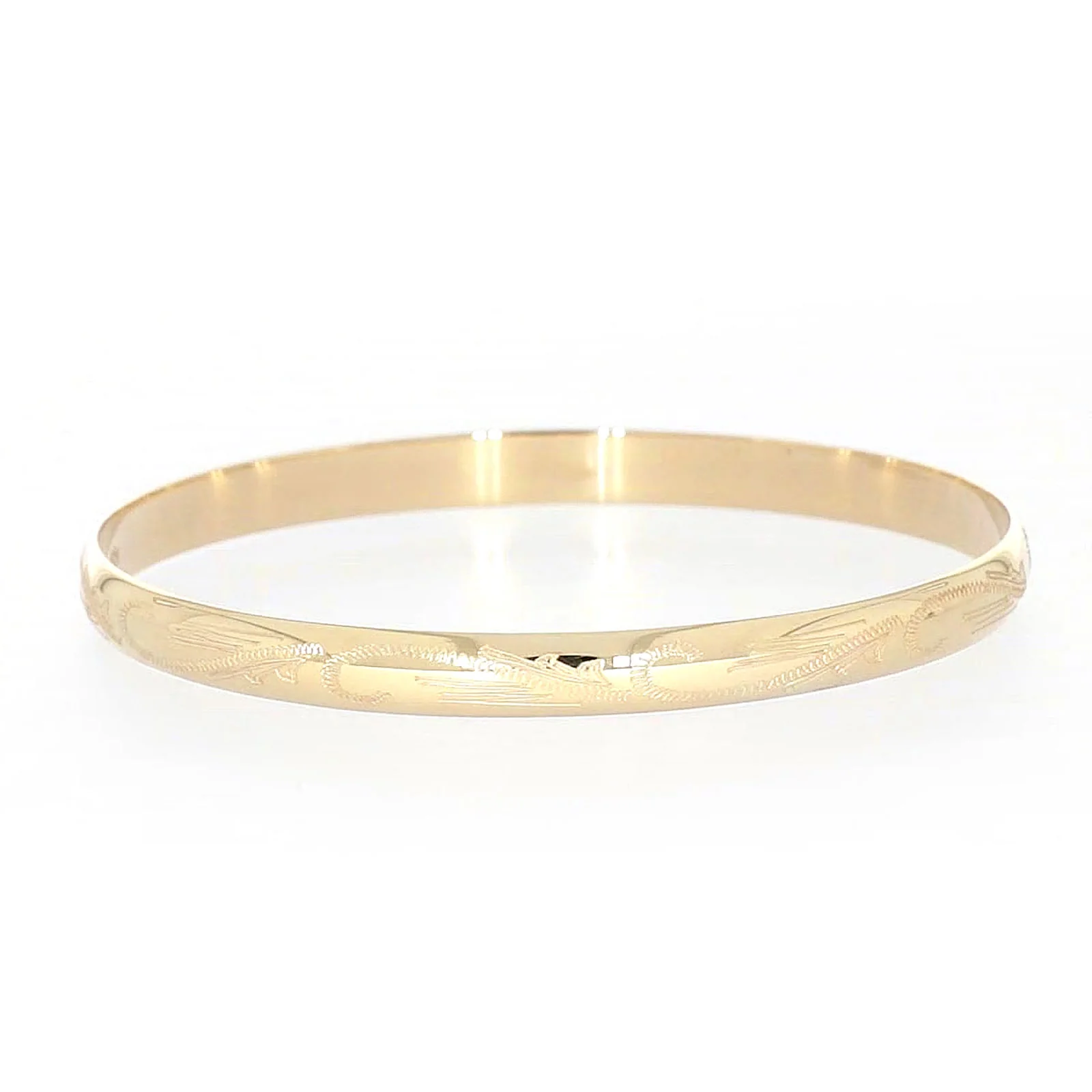 9ct Yellow Gold 65x5mm Solid Engraved Bangle - Image 59