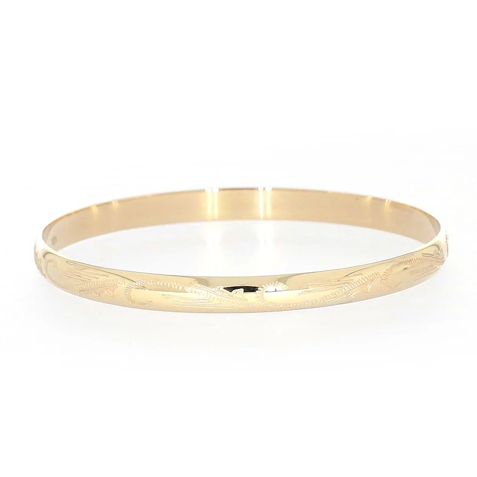 9ct Yellow Gold 65x5mm Solid Engraved Bangle - Image 60