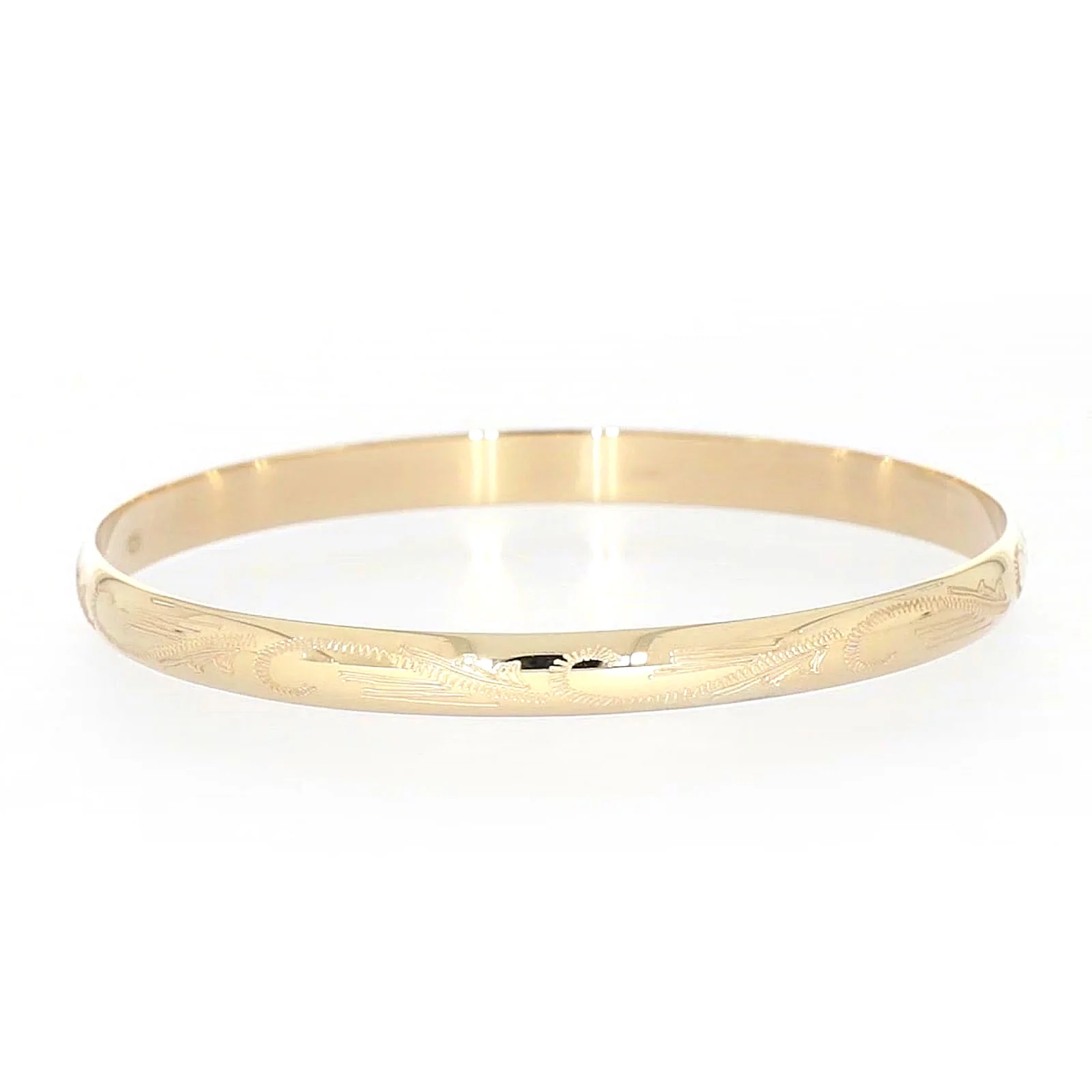 9ct Yellow Gold 65x5mm Solid Engraved Bangle - Image 61