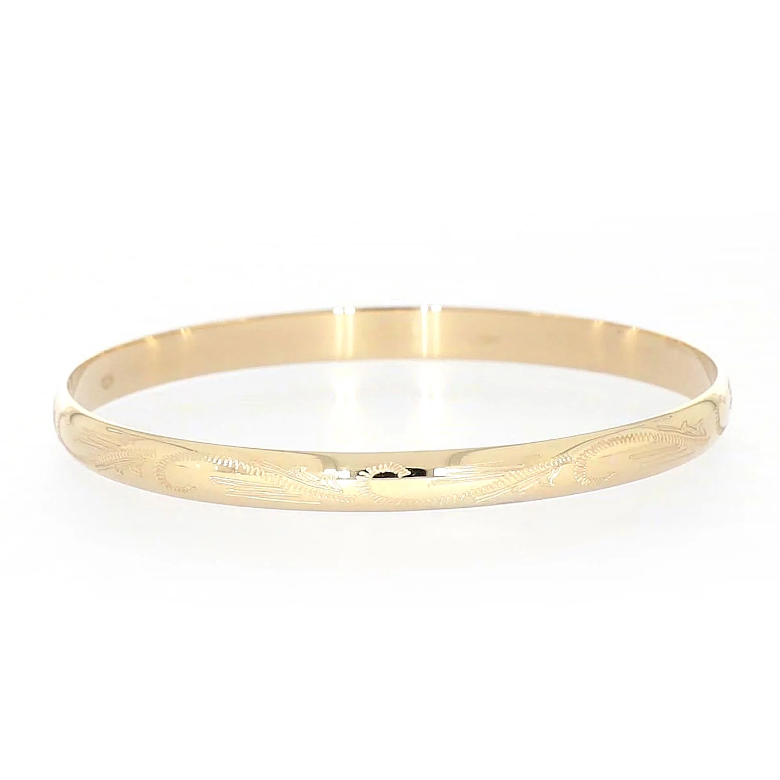 9ct Yellow Gold 65x5mm Solid Engraved Bangle - Image 62