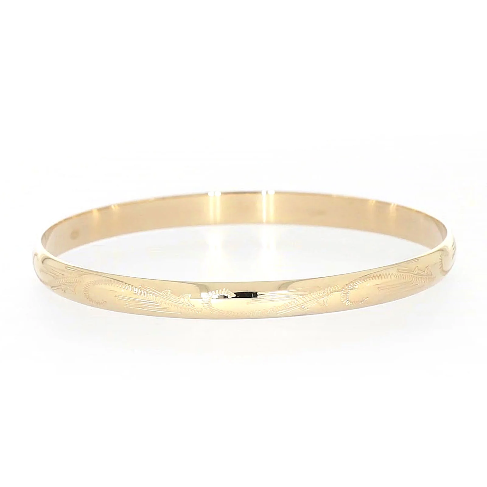 9ct Yellow Gold 65x5mm Solid Engraved Bangle - Image 63