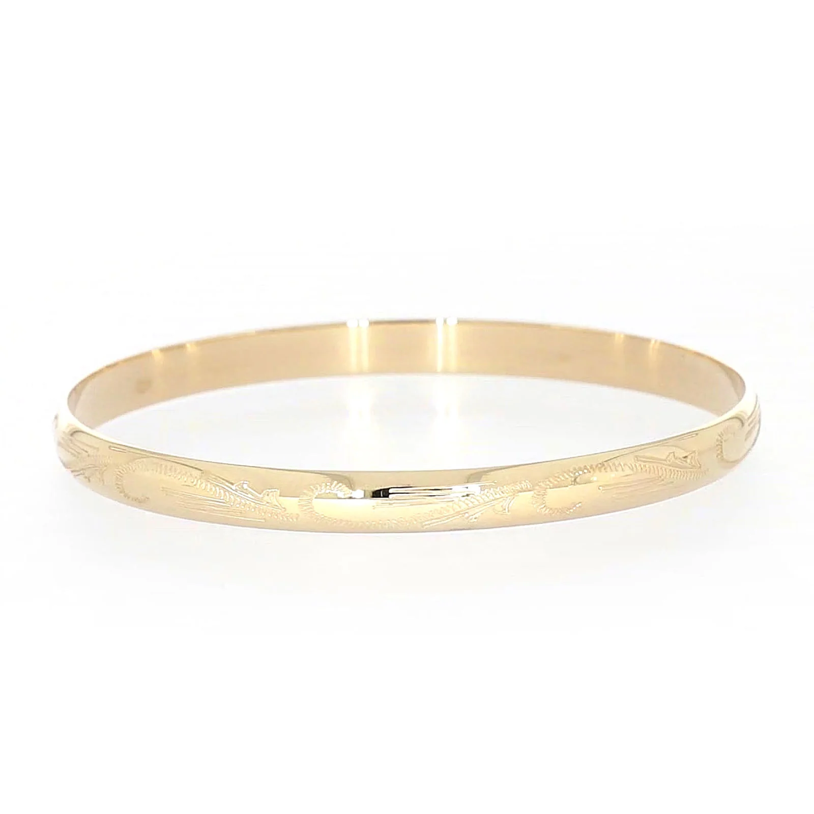 9ct Yellow Gold 65x5mm Solid Engraved Bangle - Image 64