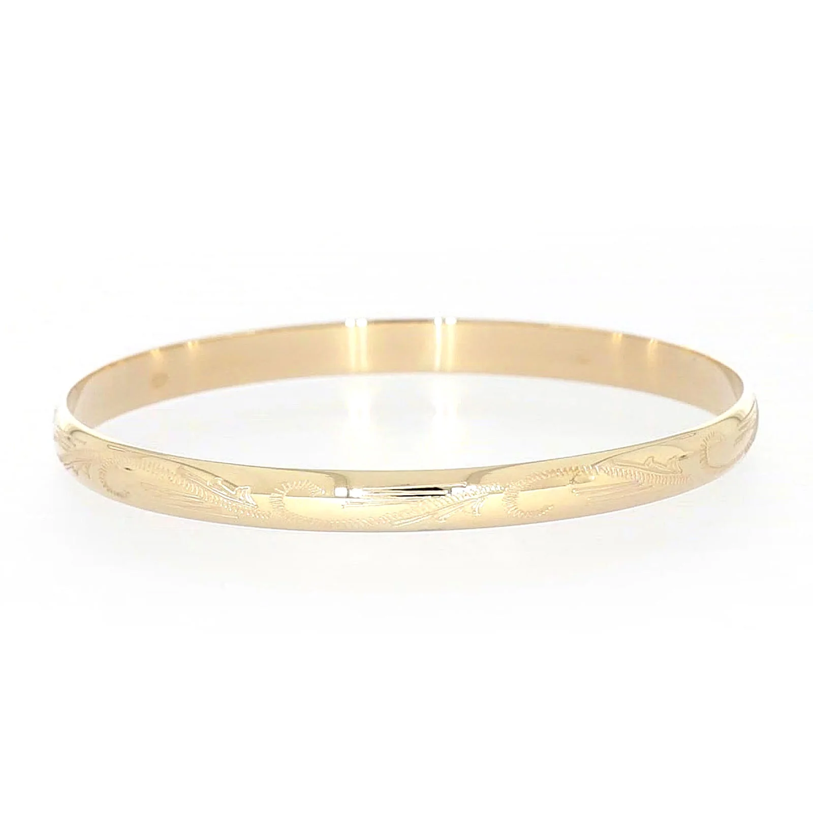9ct Yellow Gold 65x5mm Solid Engraved Bangle - Image 65