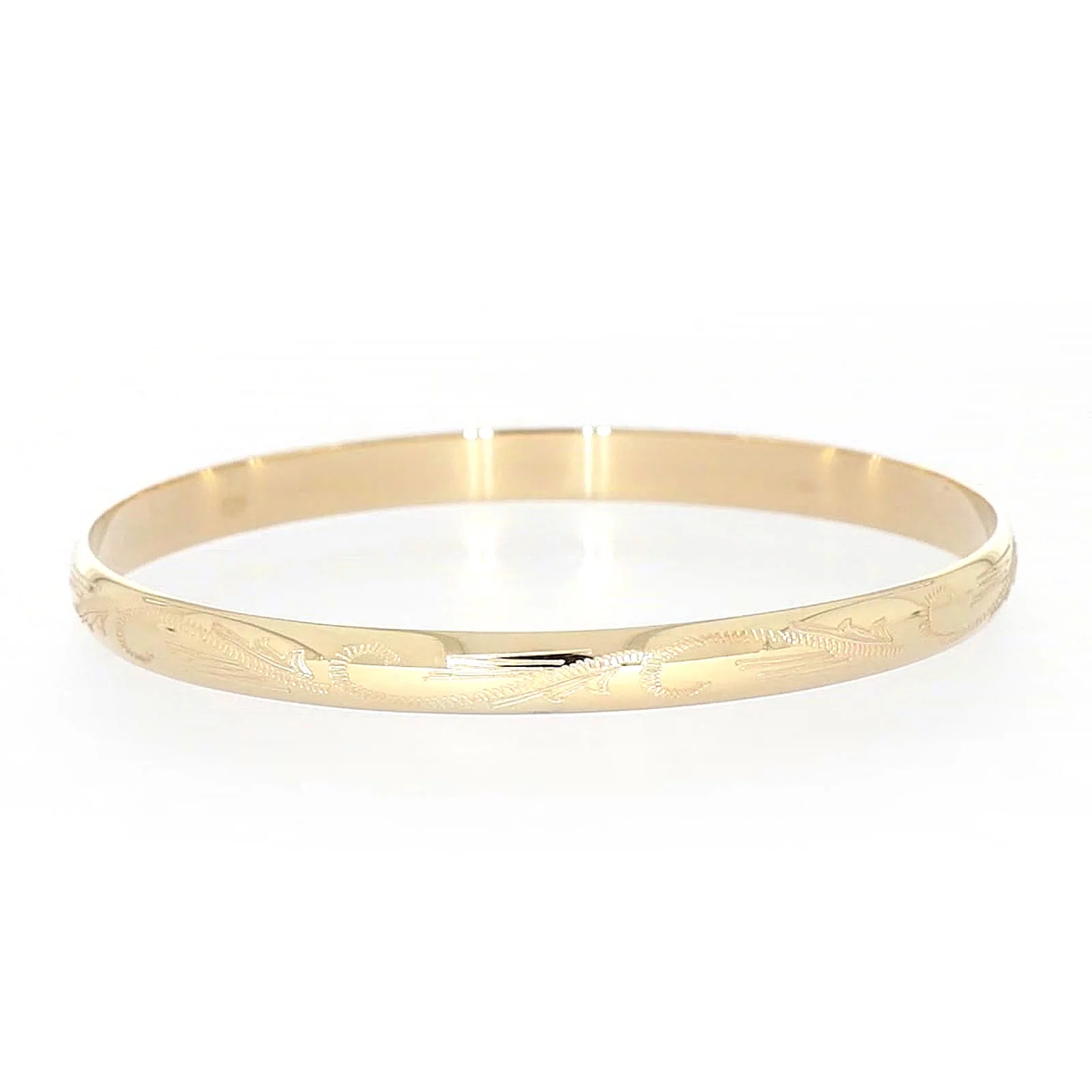 9ct Yellow Gold 65x5mm Solid Engraved Bangle - Image 66