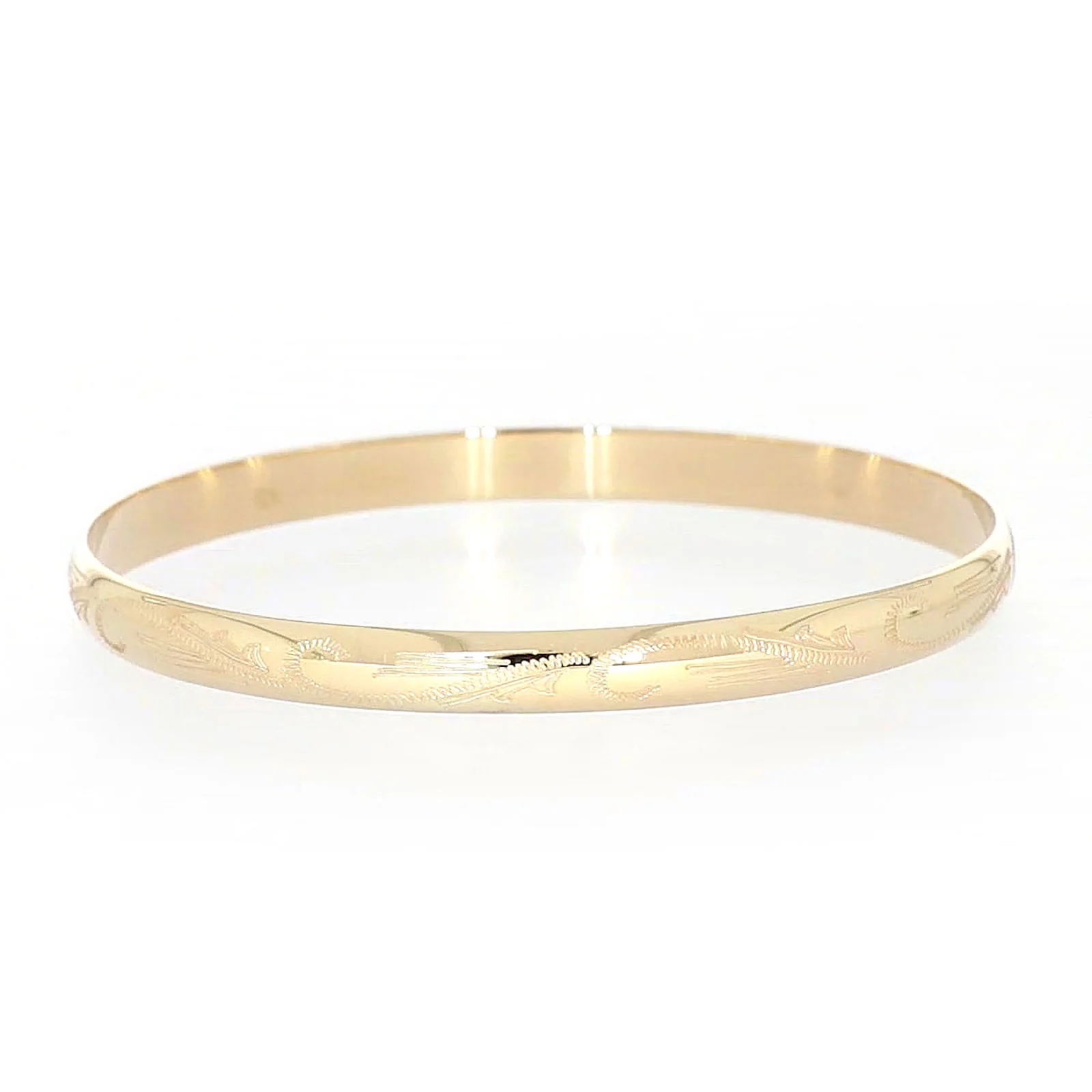 9ct Yellow Gold 65x5mm Solid Engraved Bangle - Image 67