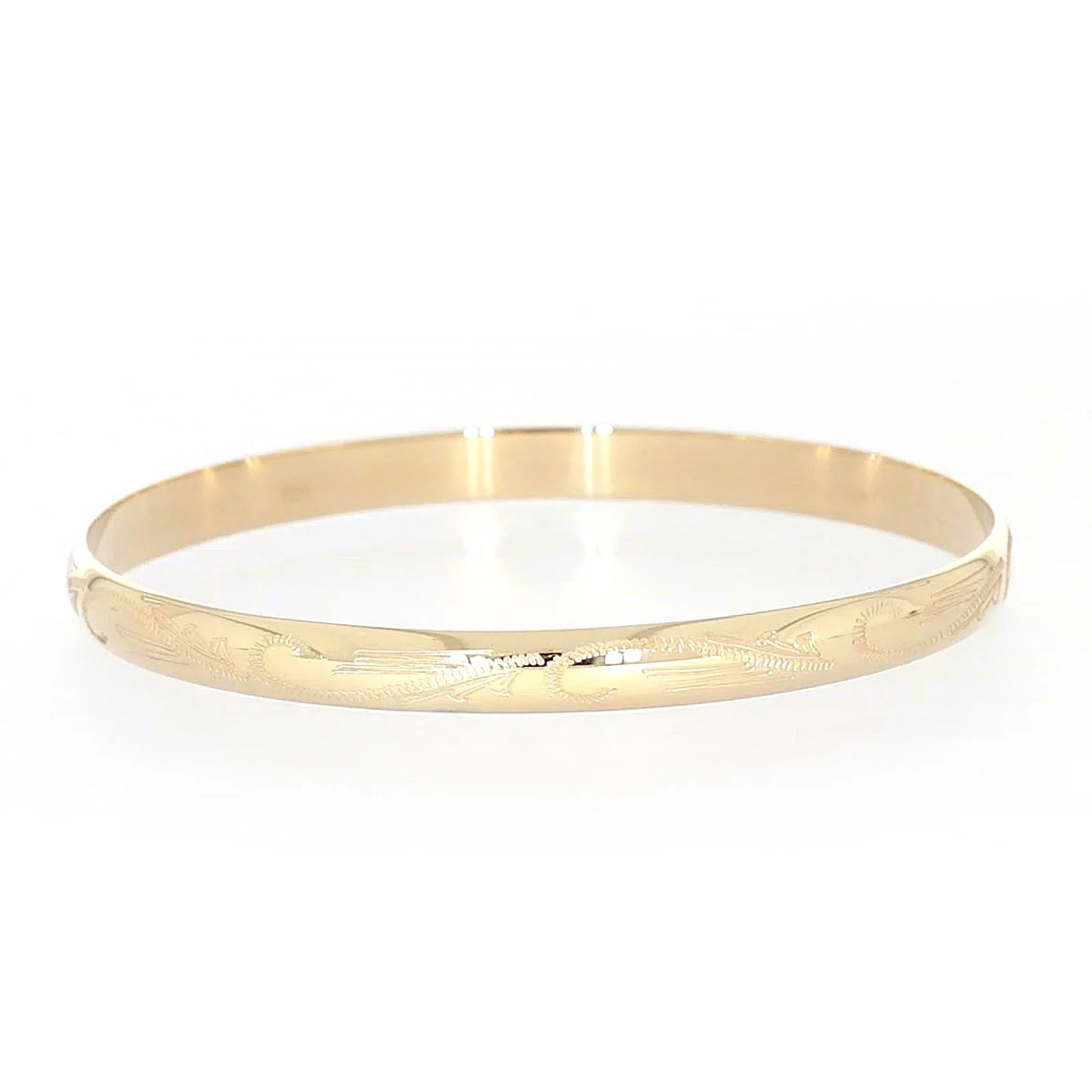 9ct Yellow Gold 65x5mm Solid Engraved Bangle - Image 68