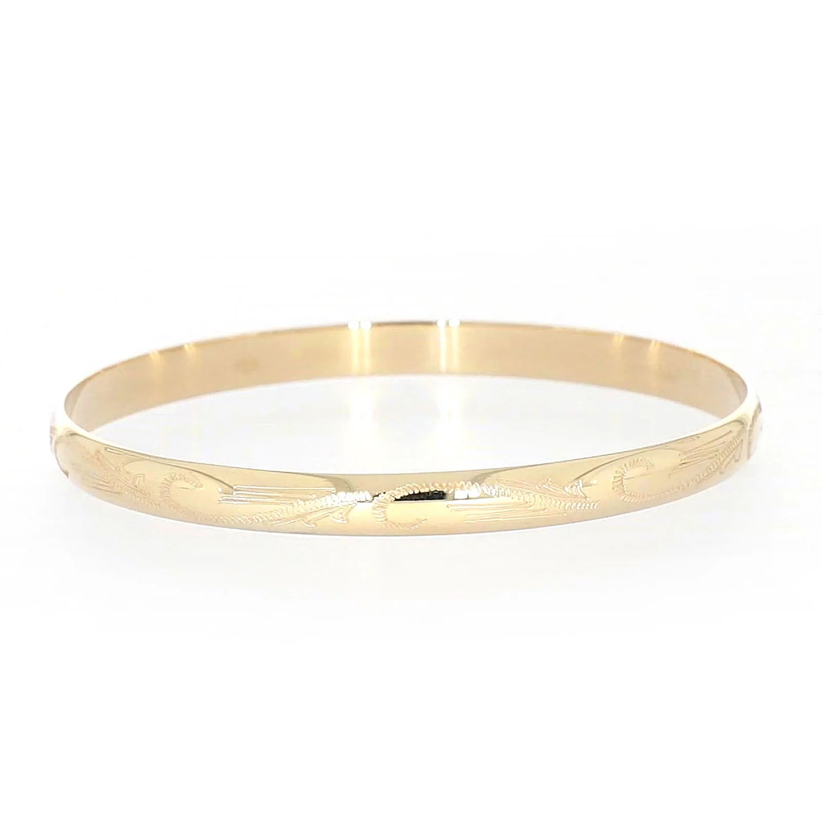 9ct Yellow Gold 65x5mm Solid Engraved Bangle - Image 69