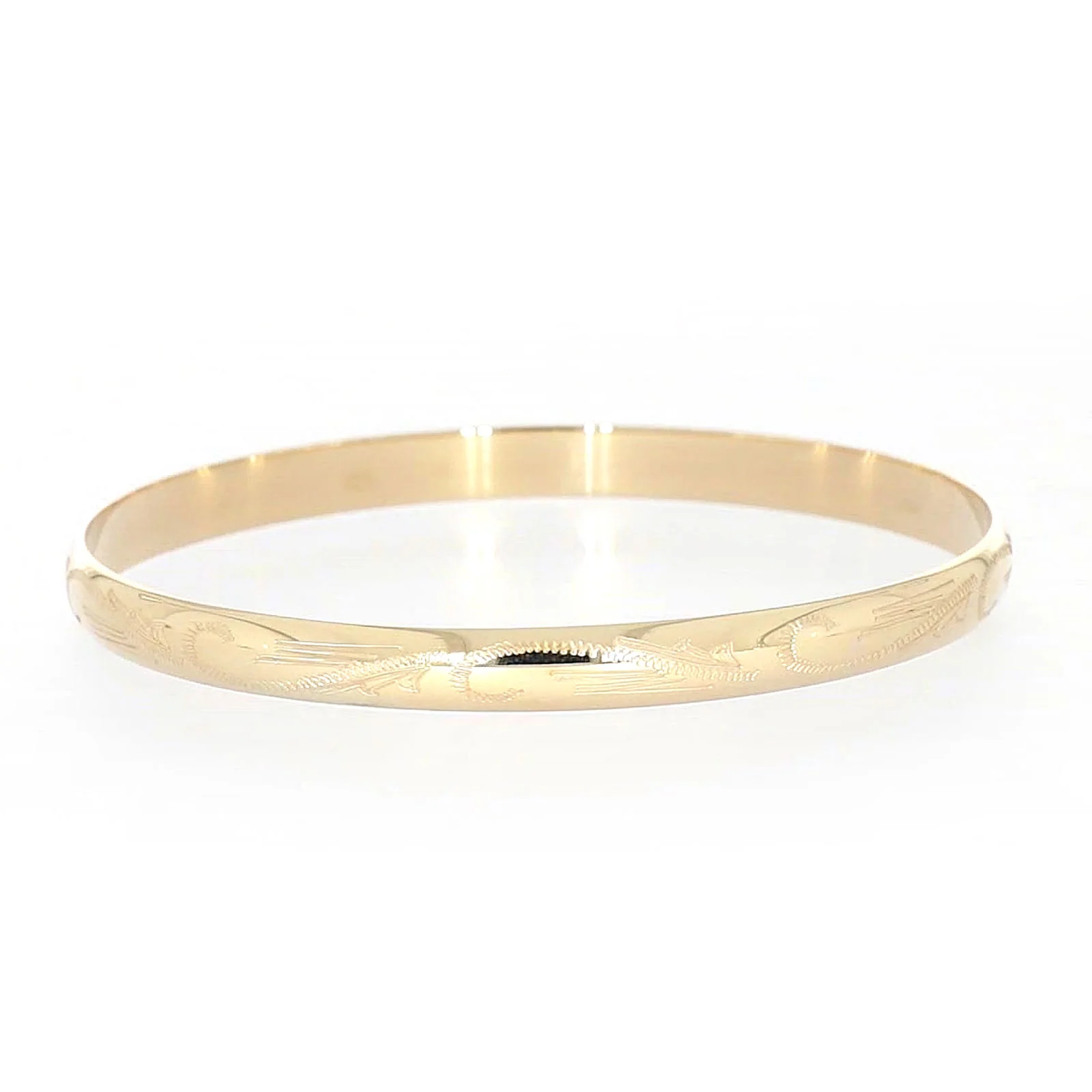9ct Yellow Gold 65x5mm Solid Engraved Bangle - Image 70